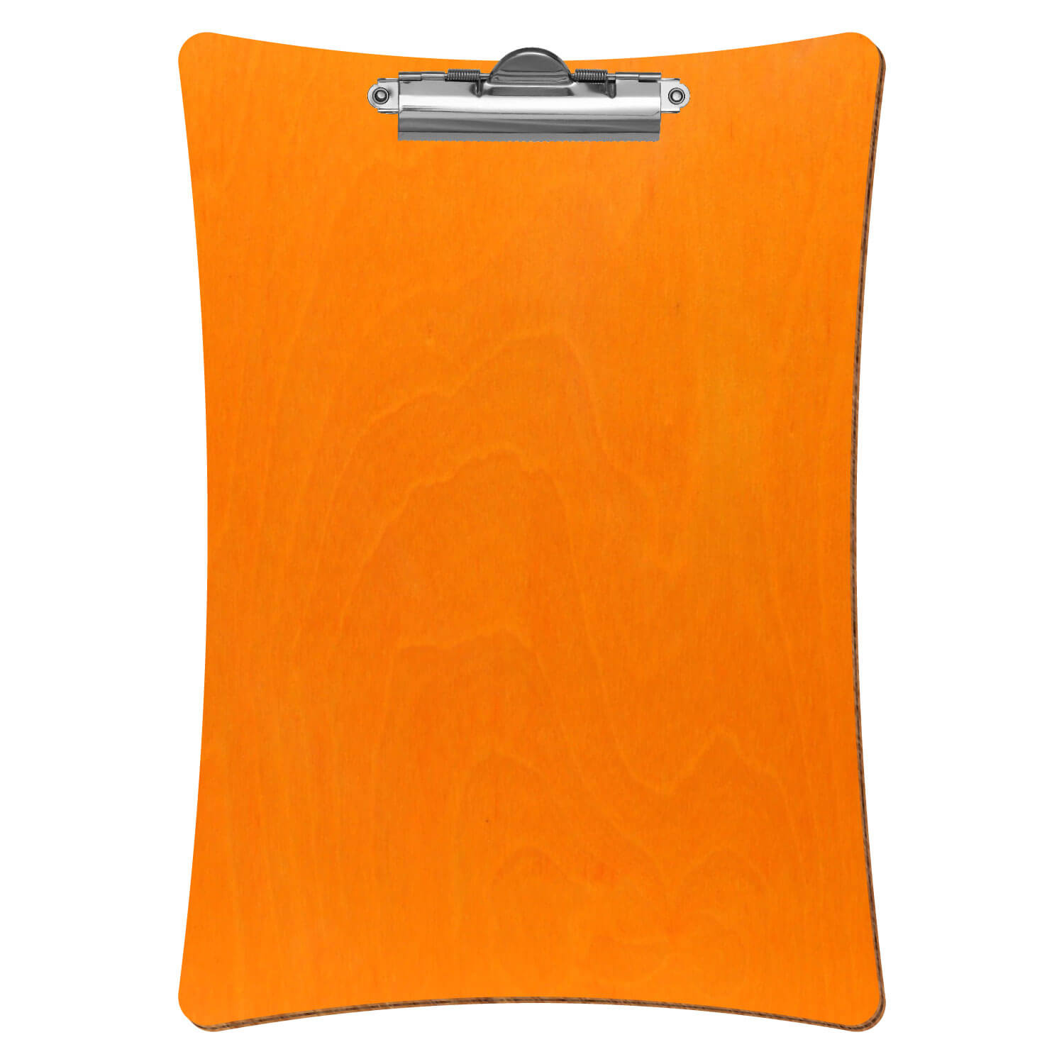 Bütic Holz-Klemmbrett konkav -orange- A4 hochkant mit silberner Zahnklemme