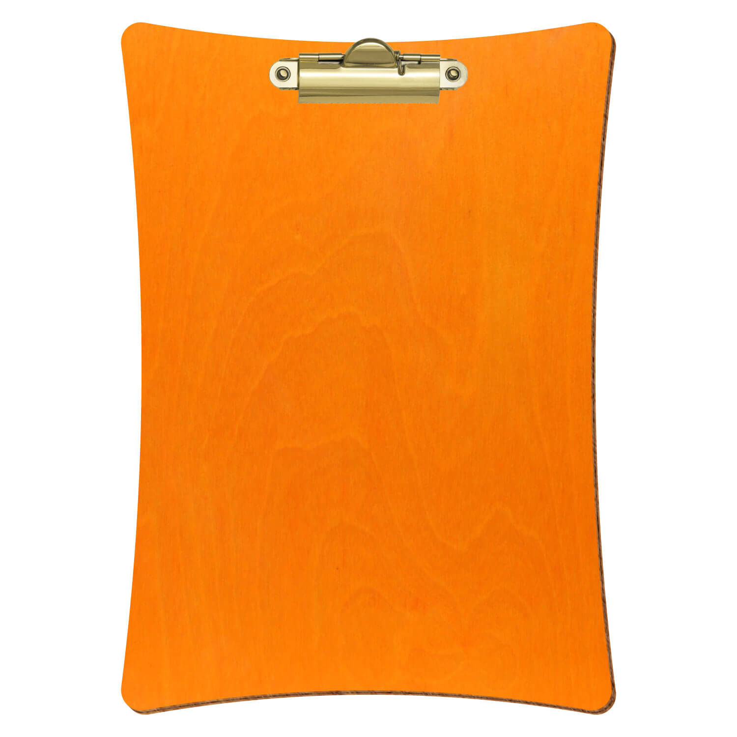Bütic Holz-Klemmbrett konkav -orange- A5 hochkant mit goldener Zahnklemme