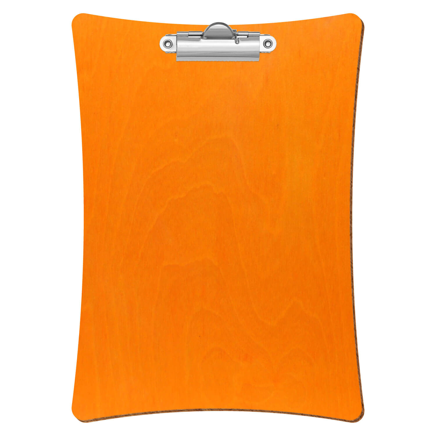 Bütic Holz-Klemmbrett konkav -orange- A5 hochkant mit silberner Zahnklemme
