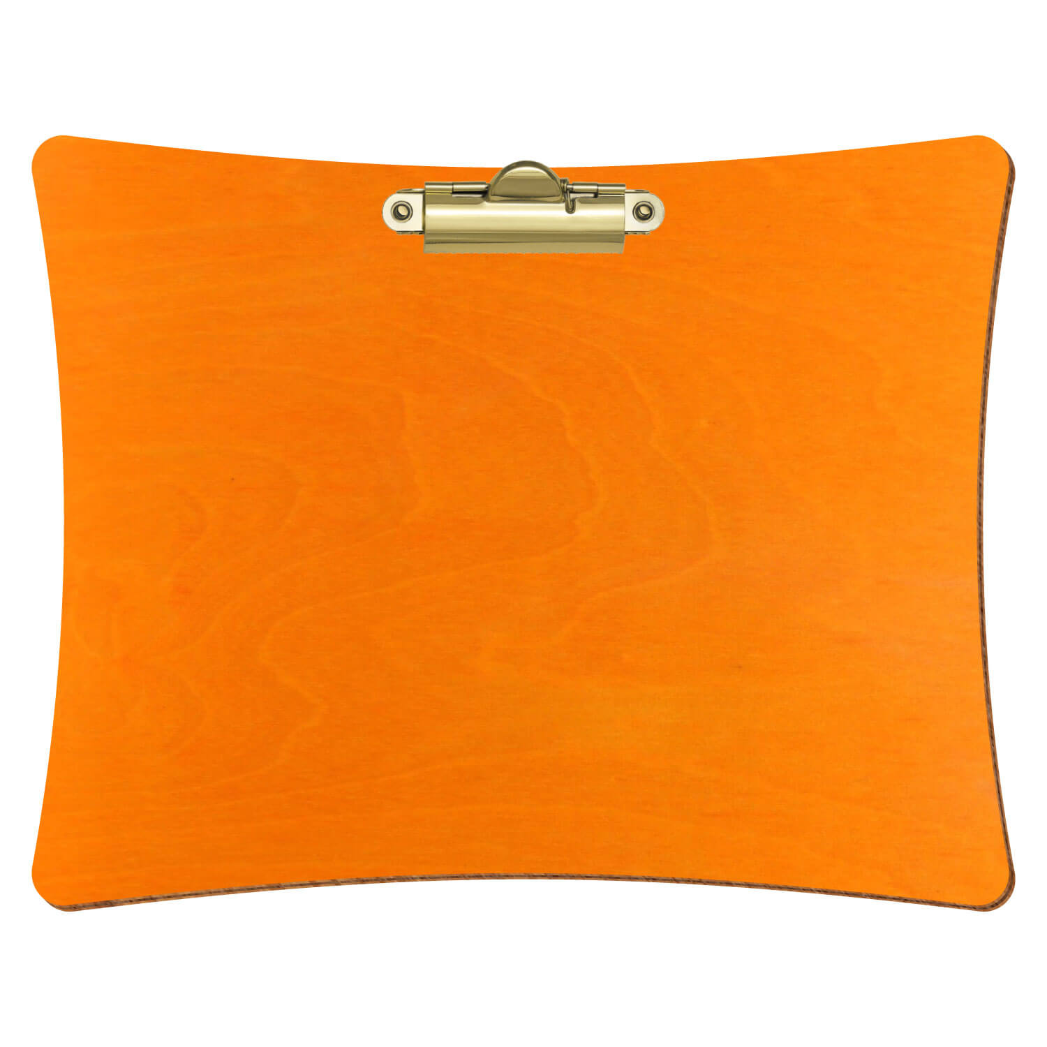 Bütic Holz-Klemmbrett konkav- orange- A5 querkant mit goldener Zahnklemme