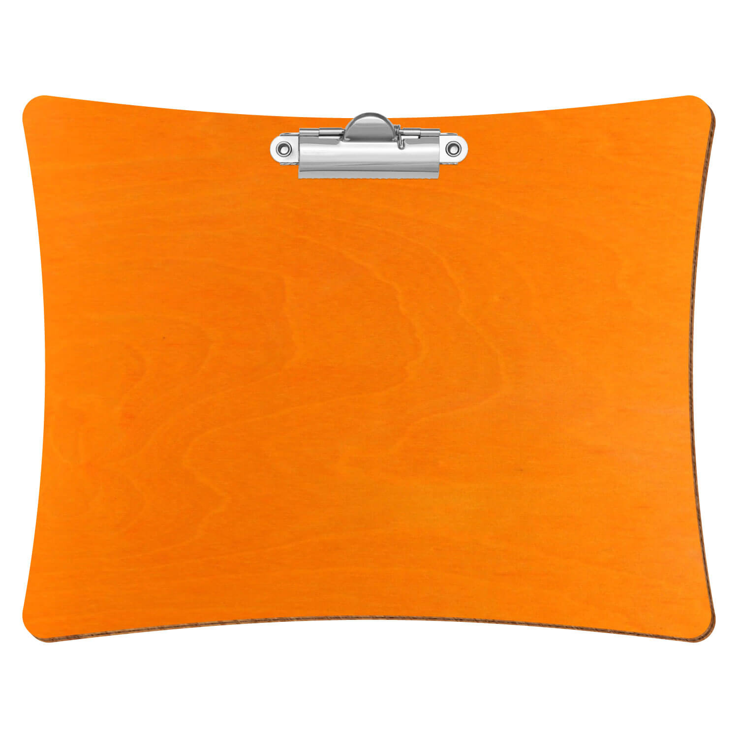 Bütic Holz-Klemmbrett konkav- orange- A5 querkant mit silberner Zahnklemme