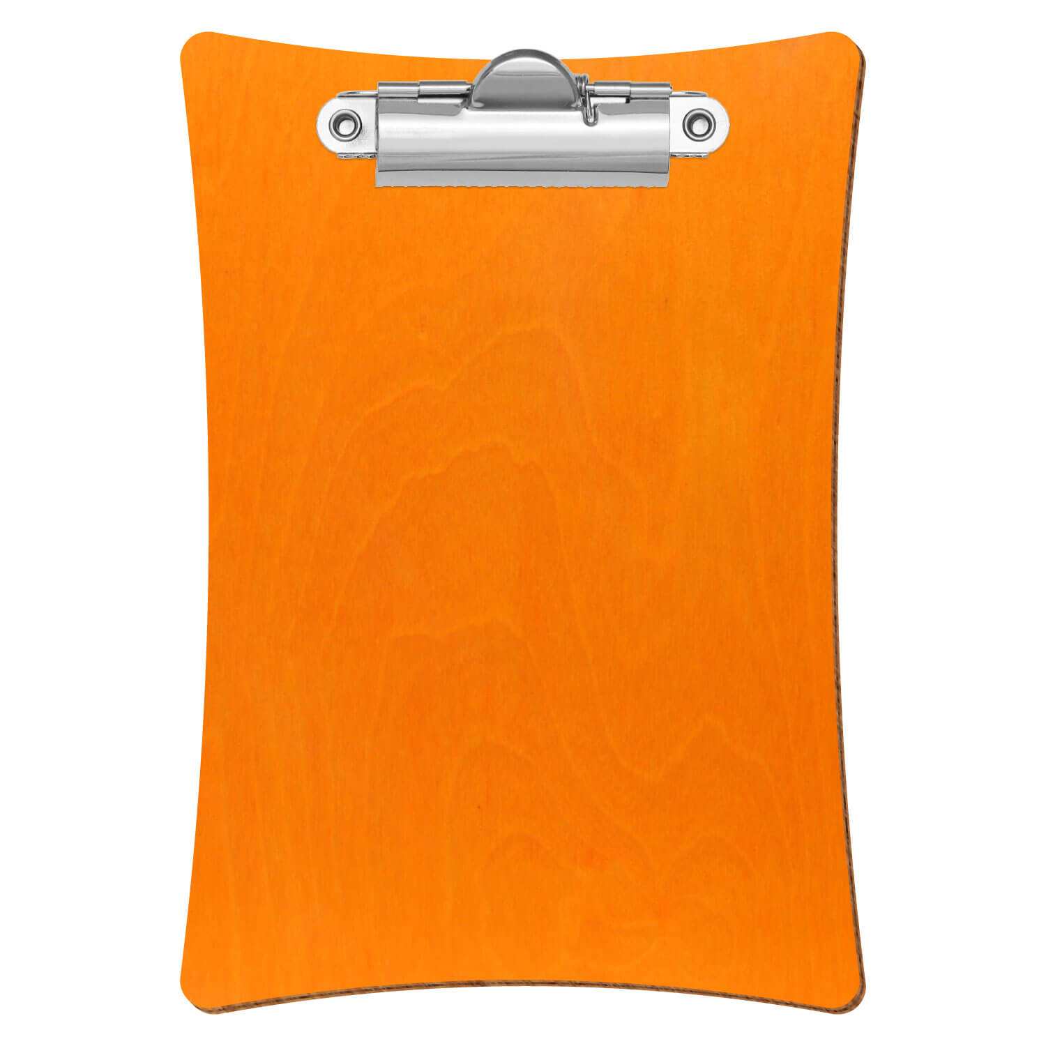 Bütic Holz-Klemmbrett konkav -orange- A6 hochkant mit silberner Zahnklemme