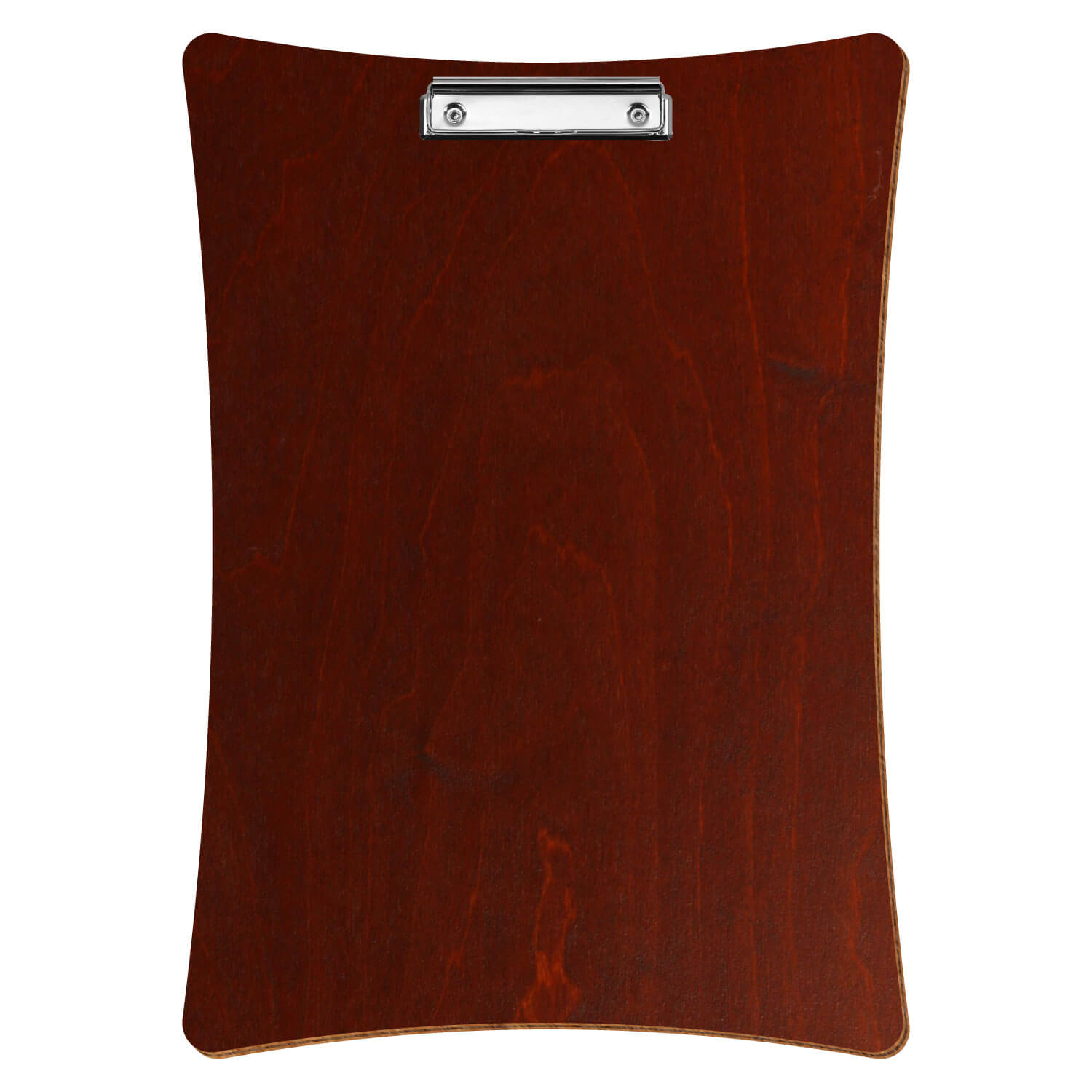 Bütic Holz-Klemmbrett konkav -Farbe Kirschbaum dunkel- A3 hochkant mit silberner Bügelklemme