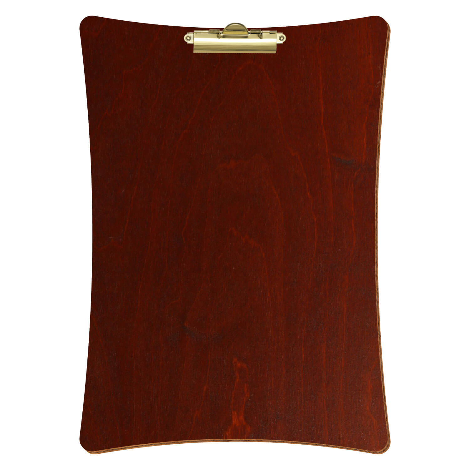 Bütic Holz-Klemmbrett konkav -Farbe Kirschbaum dunkel- A3 hochkant mit goldener Zahnklemme