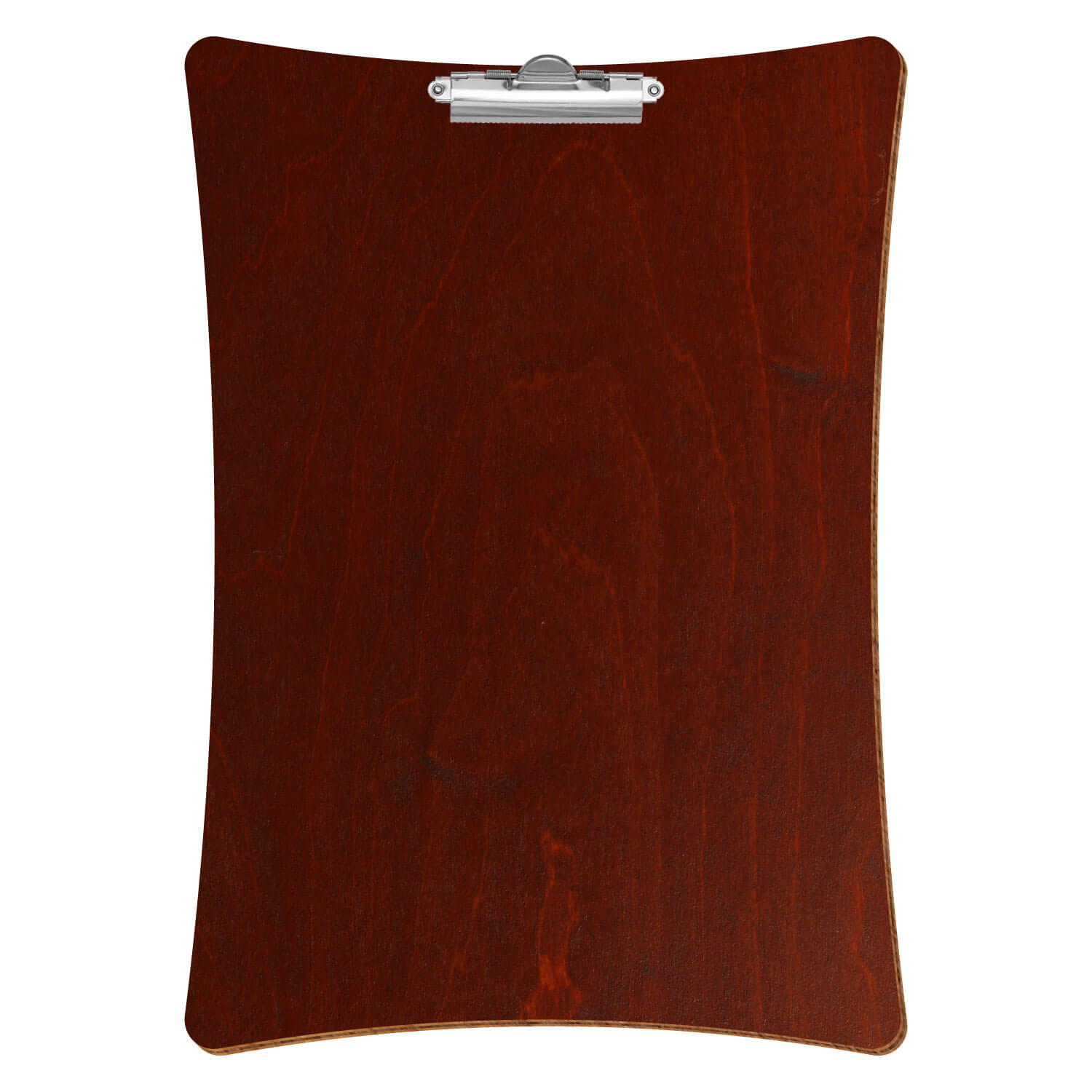 Bütic Holz-Klemmbrett konkav -Farbe Kirschbaum dunkel- A3 hochkant mit silberner Zahnklemme