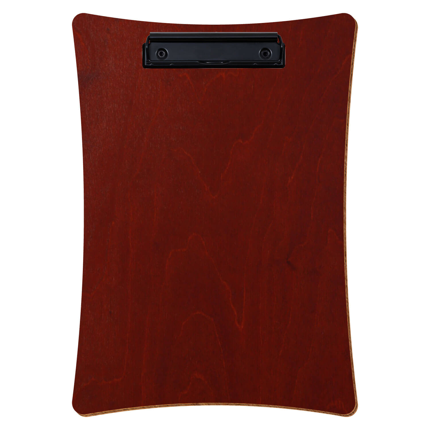 Bütic Holz-Klemmbrett konkav -Farbe Kirschbaum dunkel- A4 hochkant mit schwarzer Bügelklemme
