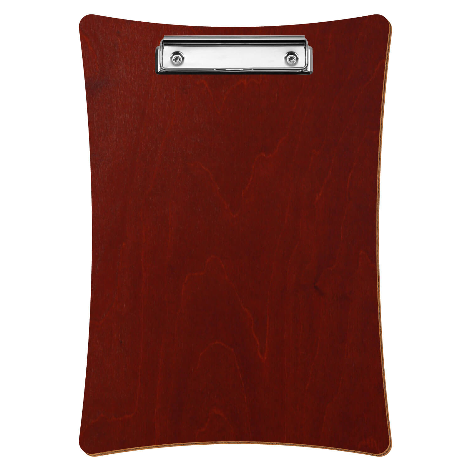 Bütic Holz-Klemmbrett konkav -Farbe Kirschbaum dunkel- A4 hochkant mit silberner Bügelklemme