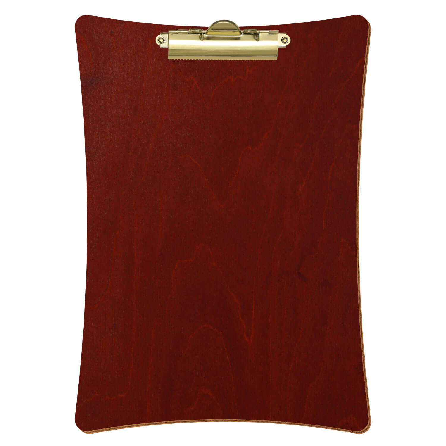 Bütic Holz-Klemmbrett konkav -Farbe Kirschbaum dunkel- A4 hochkant mit goldener Zahnklemme