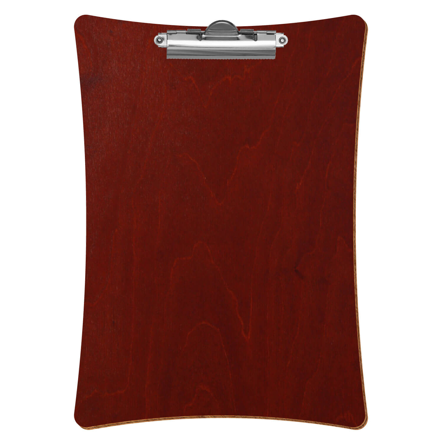 Bütic Holz-Klemmbrett konkav -Farbe Kirschbaum dunkel- A4 hochkant mit silberner Zahnklemme