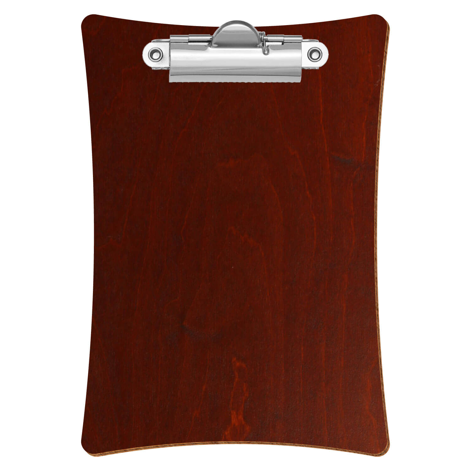 Bütic Holz-Klemmbrett konkav -Farbe Kirschbaum dunkel- A6 hochkant mit silberner Zahnklemme