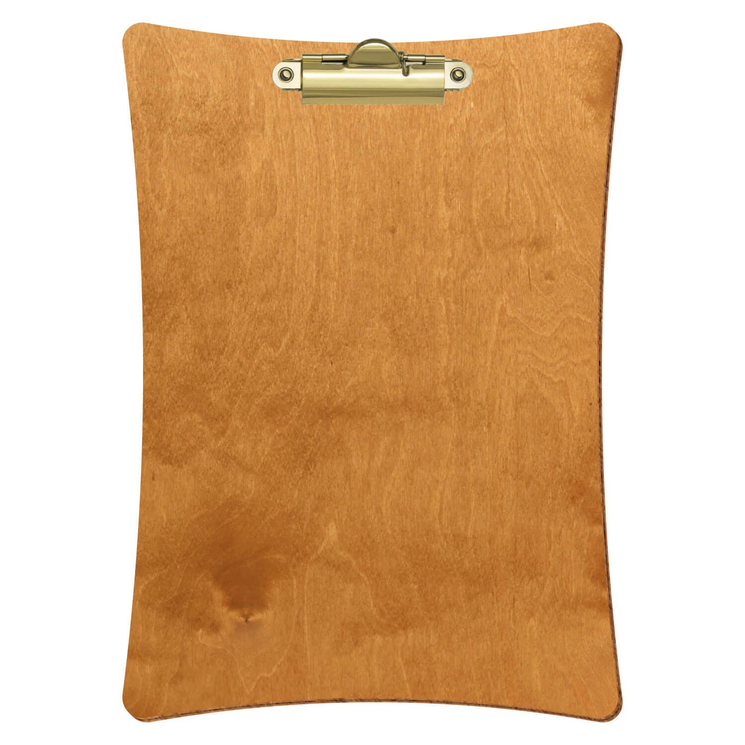 Bütic Holz-Klemmbrett konkav -Farbe Birnbaum- A5 hochkant mit goldener Zahnklemme
