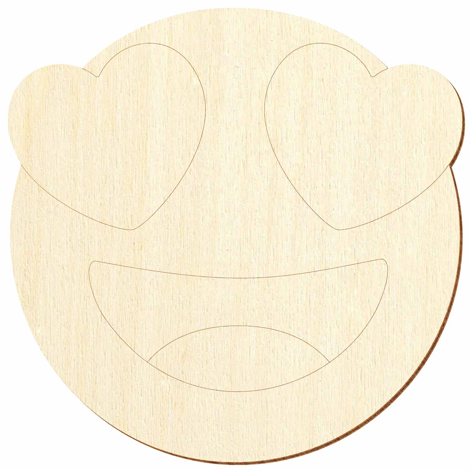 Holz Gesicht Lovely Laura mit Herzaugen aus Sperrholz mit Konturanschnitt