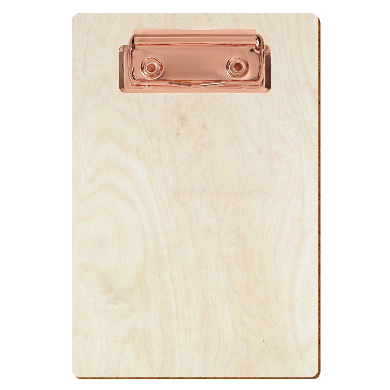 Klemmbrett Standardform Birke natur A6 hochkant Bügelklemme roségold