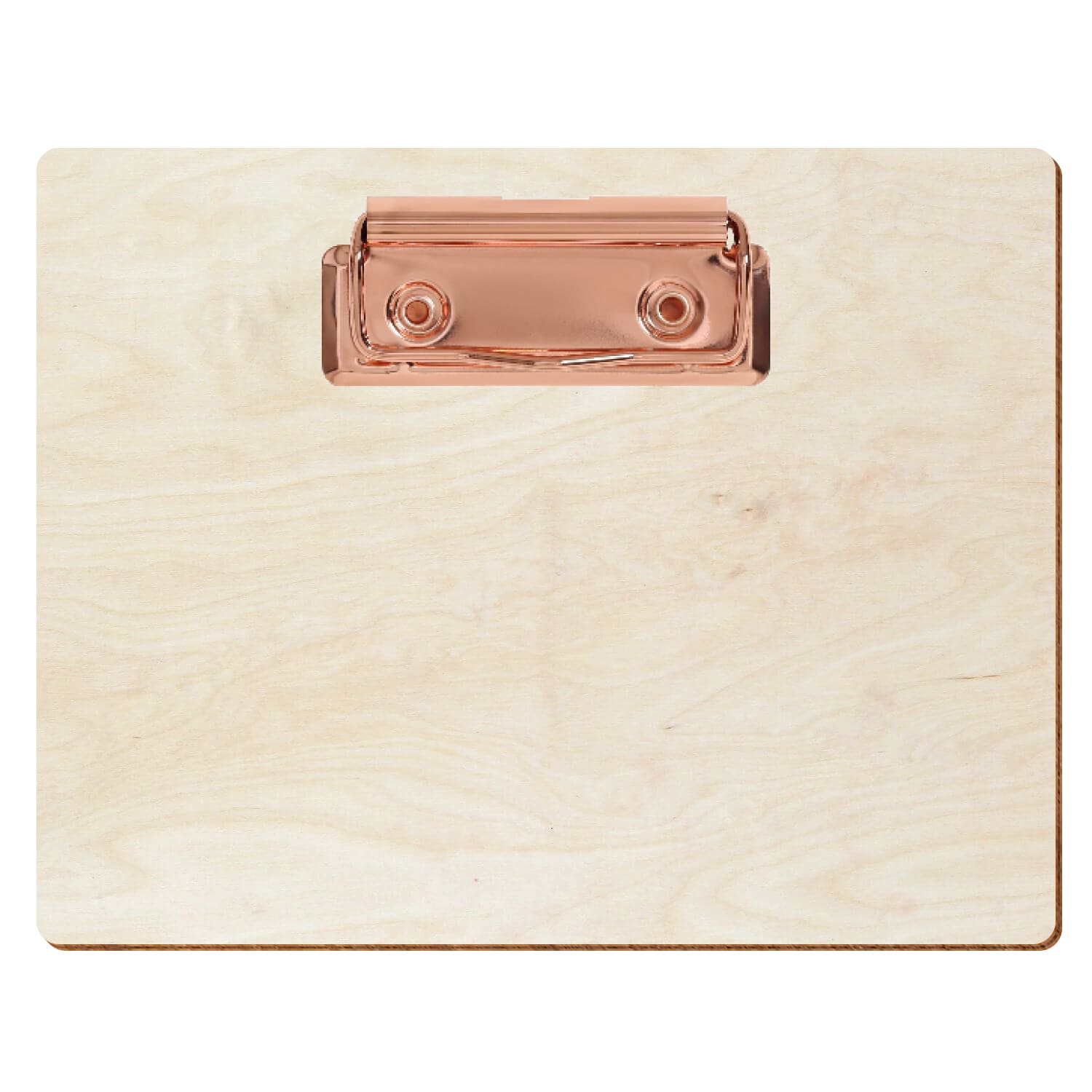 Klemmbrett Standardform Birke natur A6 querkant Bügelklemme roségold