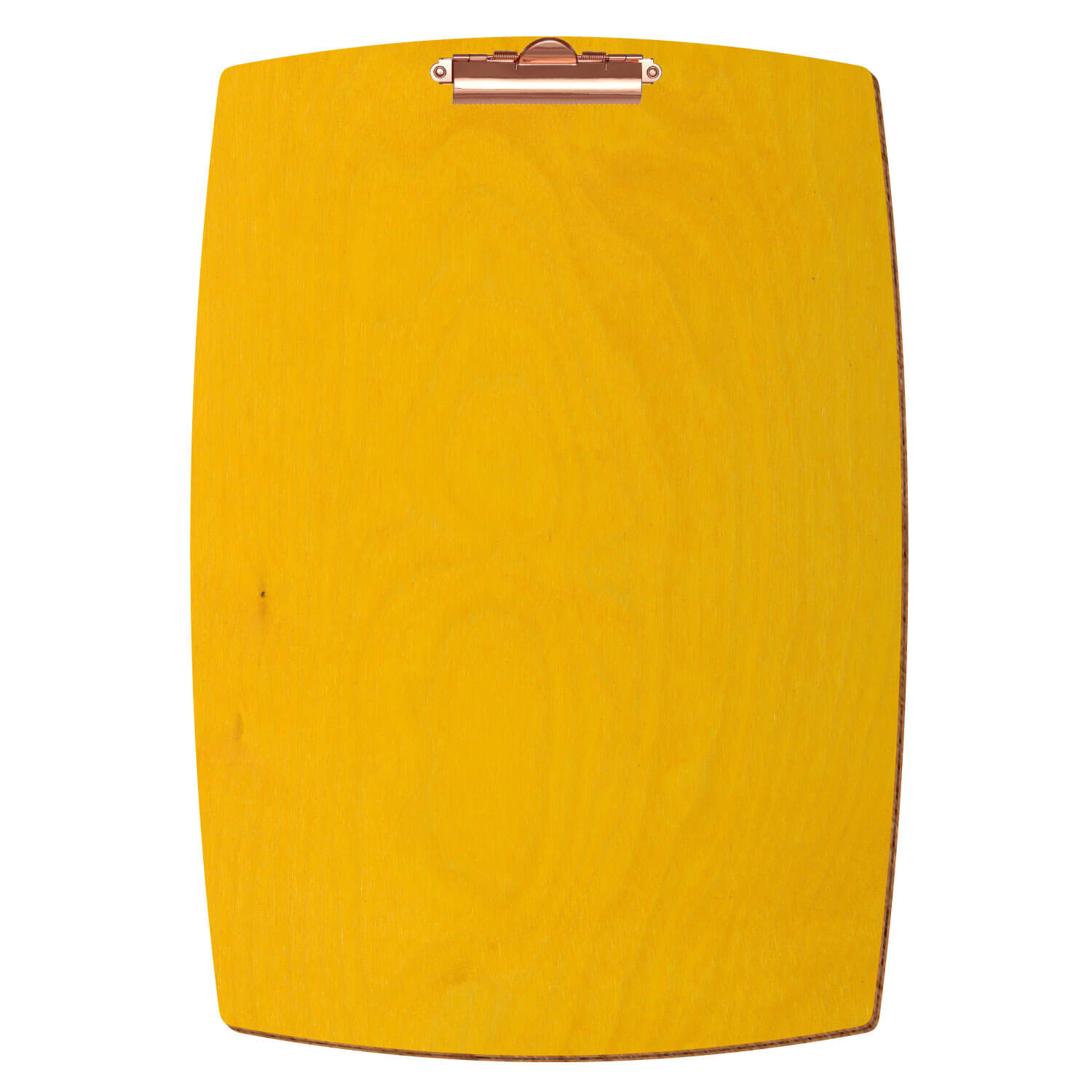 Bütic Holz-Klemmbrett konvex- gelb- A3 hochkant mit roségoldener Zahnklemme