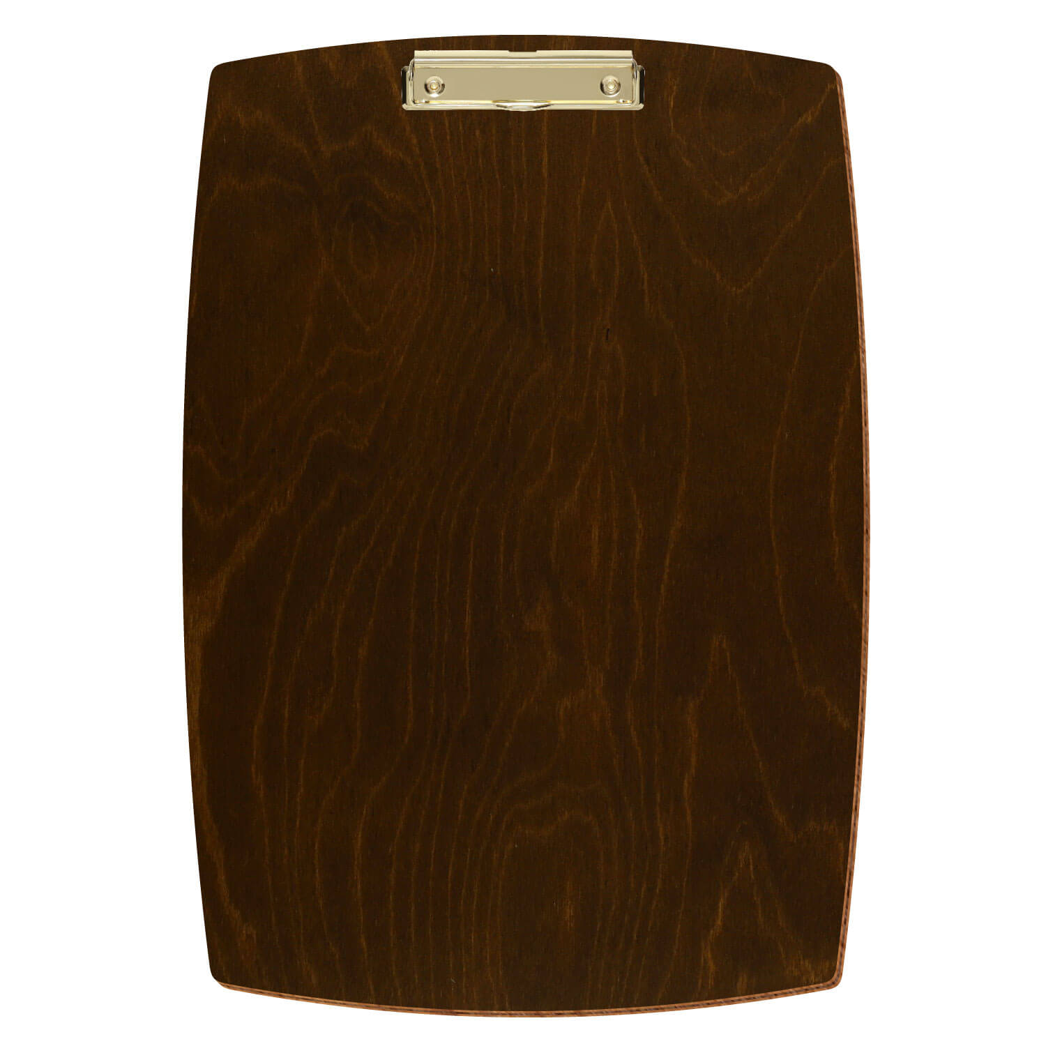 Bütic Holz-Klemmbrett konvex -Farbe Eiche dunkel- A3 hochkant mit goldener Bügelklemme