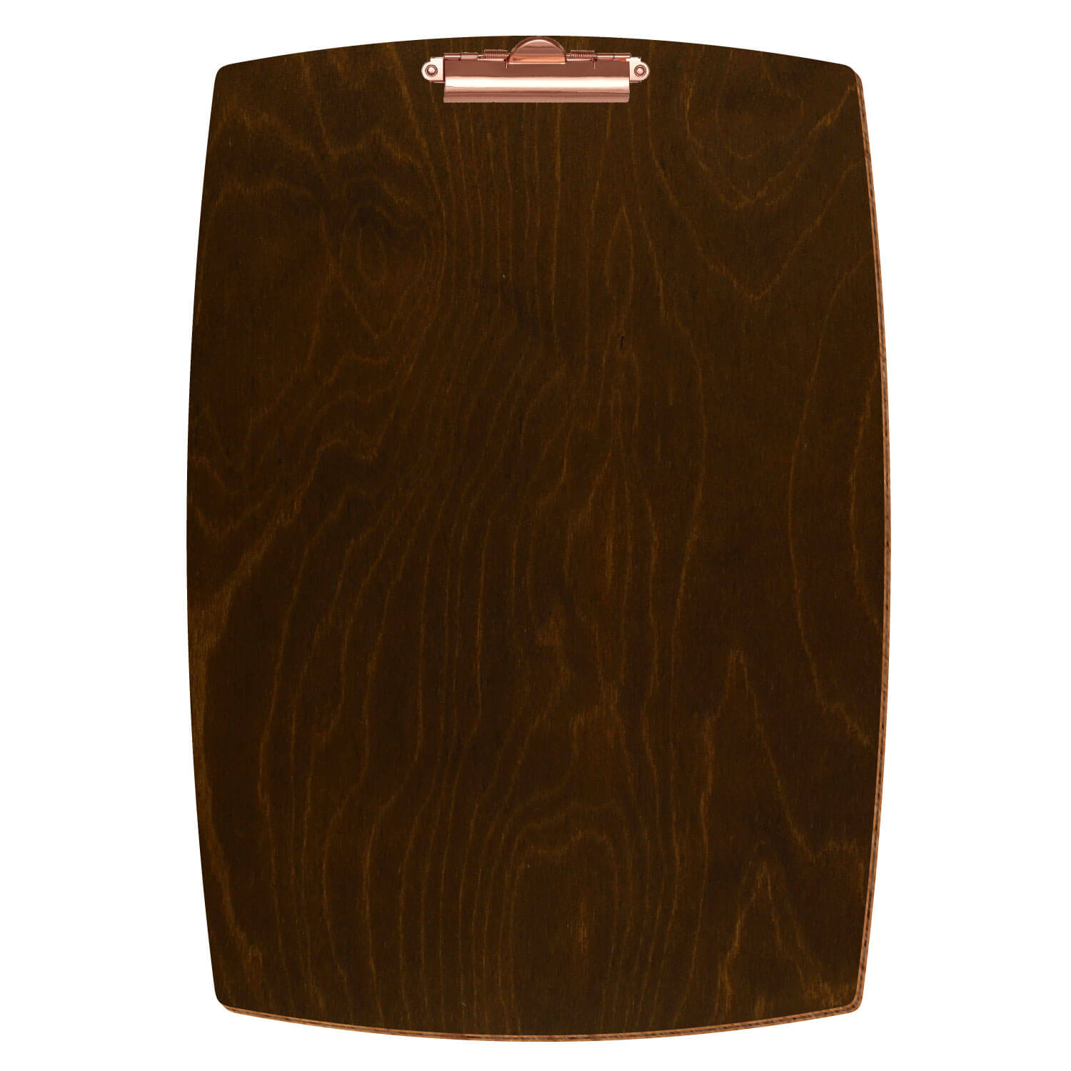 Bütic Holz-Klemmbrett konvex -Farbe Eiche dunkel- A3 hochkant mit roségoldener Zahnklemme