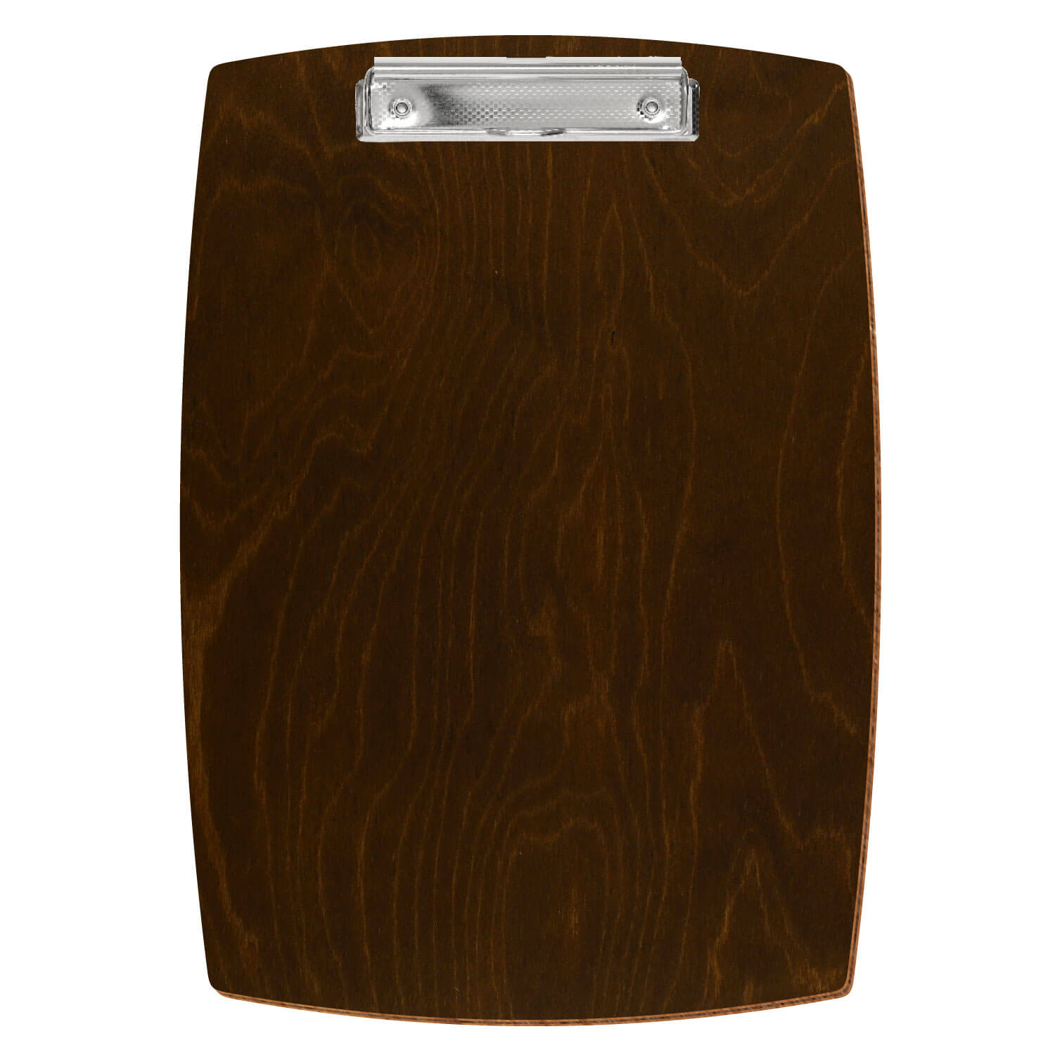 Bütic Holz-Klemmbrett konvex -Farbe Eiche dunkel- A4 hochkant mit carbon-silberner Bügelklemme