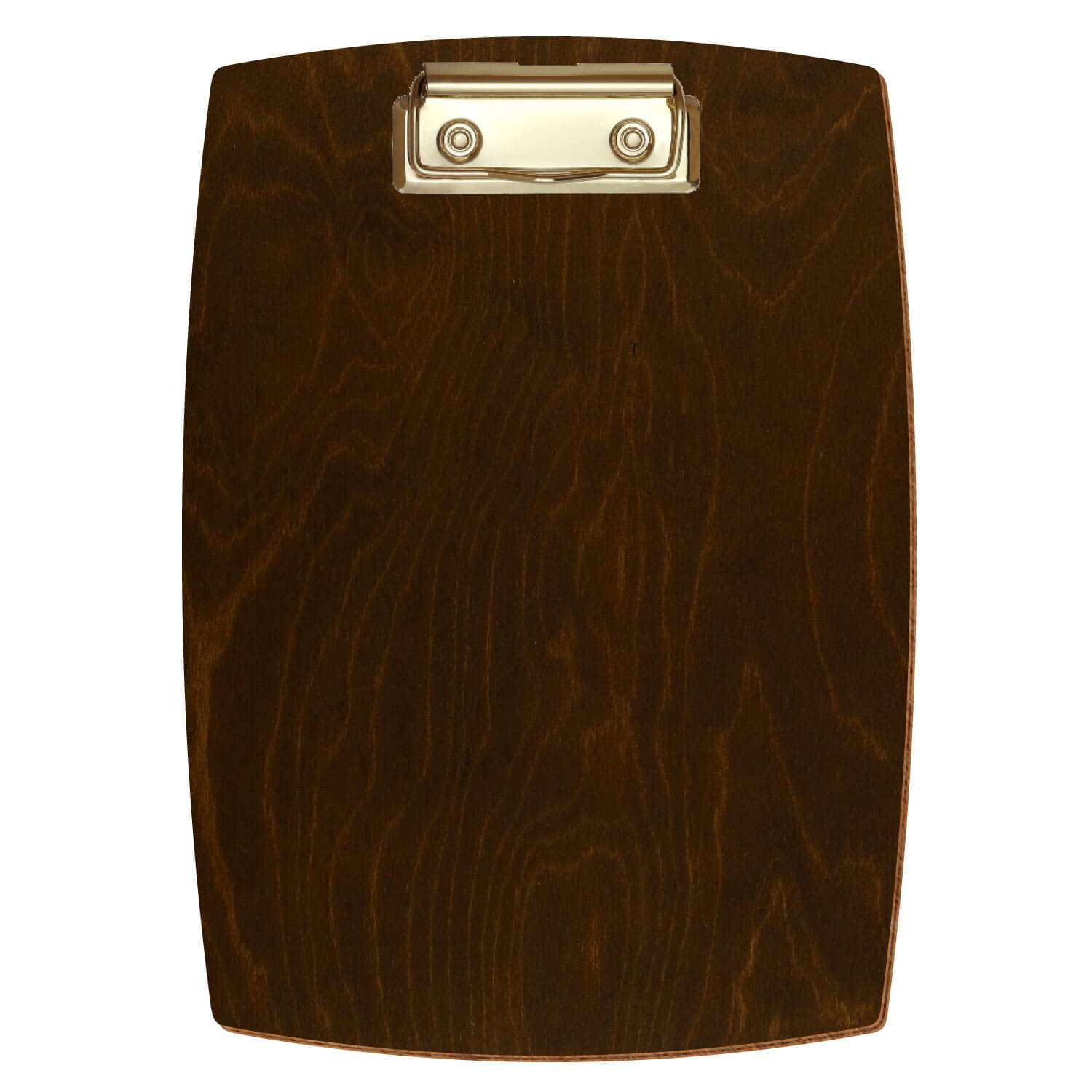 Bütic Holz-Klemmbrett konvex -Farbe Eiche dunkel- A5 hochkant mit goldener Bügelklemme