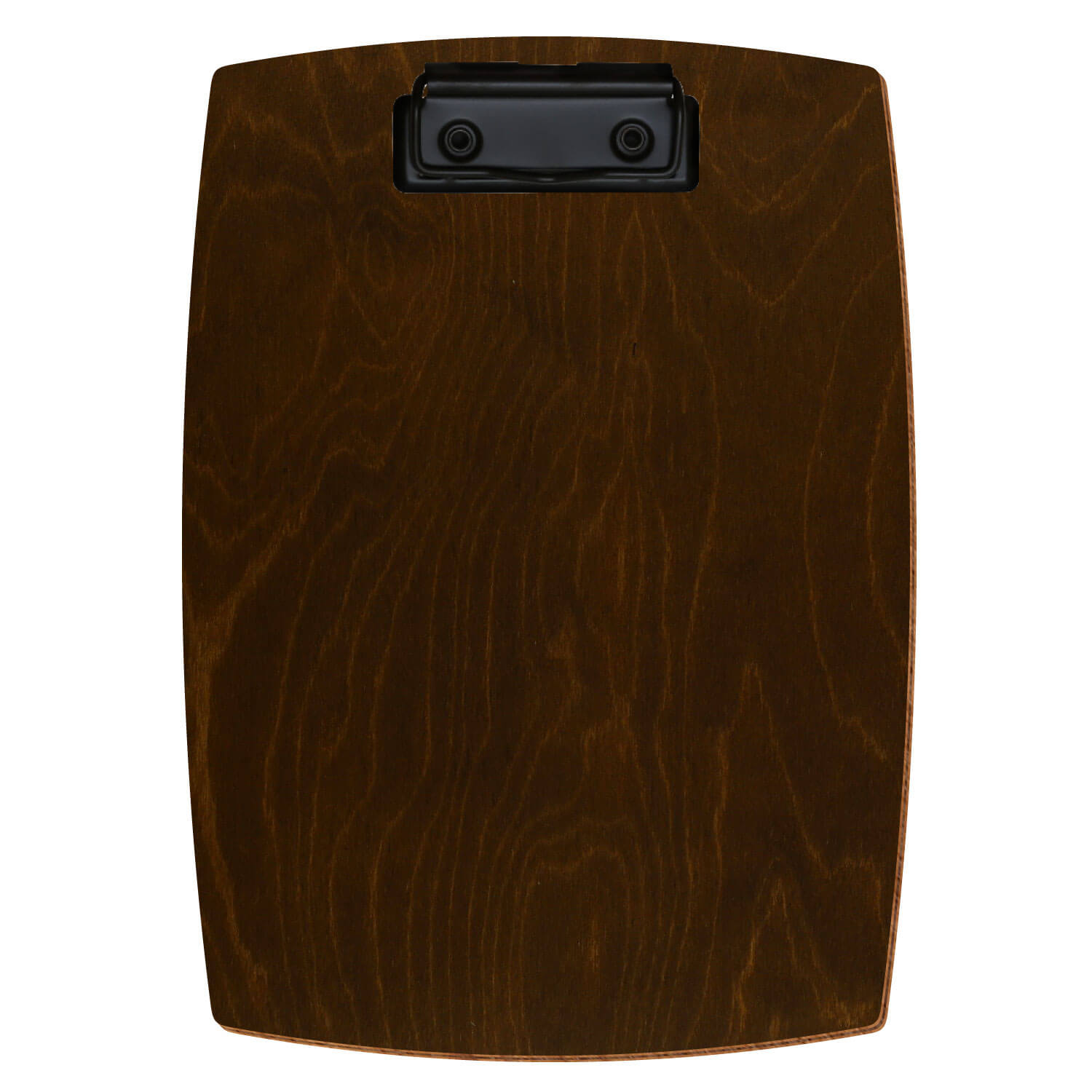 Bütic Holz-Klemmbrett konvex -Farbe Eiche dunkel- A5 hochkant mit schwarzer Bügelklemme
