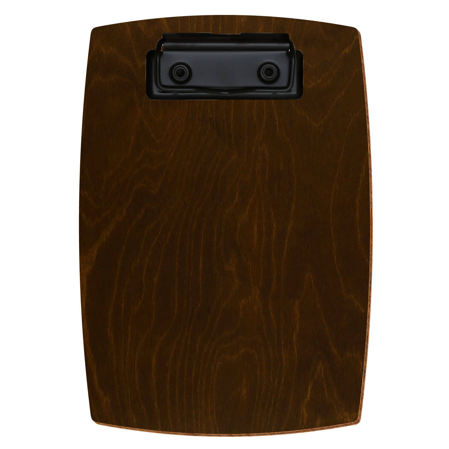 Bütic Holz-Klemmbrett konvex -Farbe Eiche dunkel- A6 hochkant mit schwarzer Bügelklemme