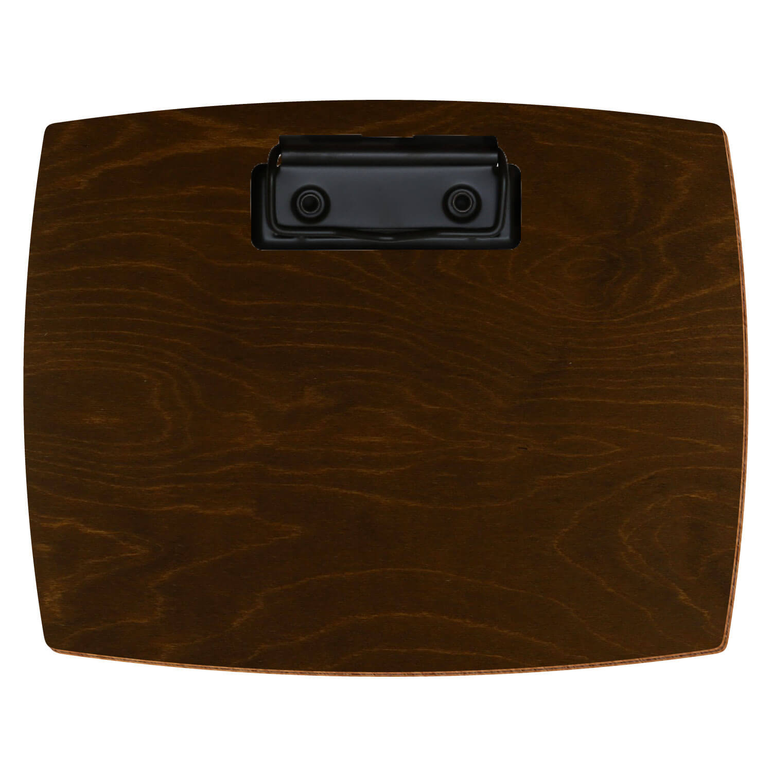 Bütic Holz-Klemmbrett konvex -Farbe Eiche dunkel- A6 querkant mit schwarzer Bügelklemme