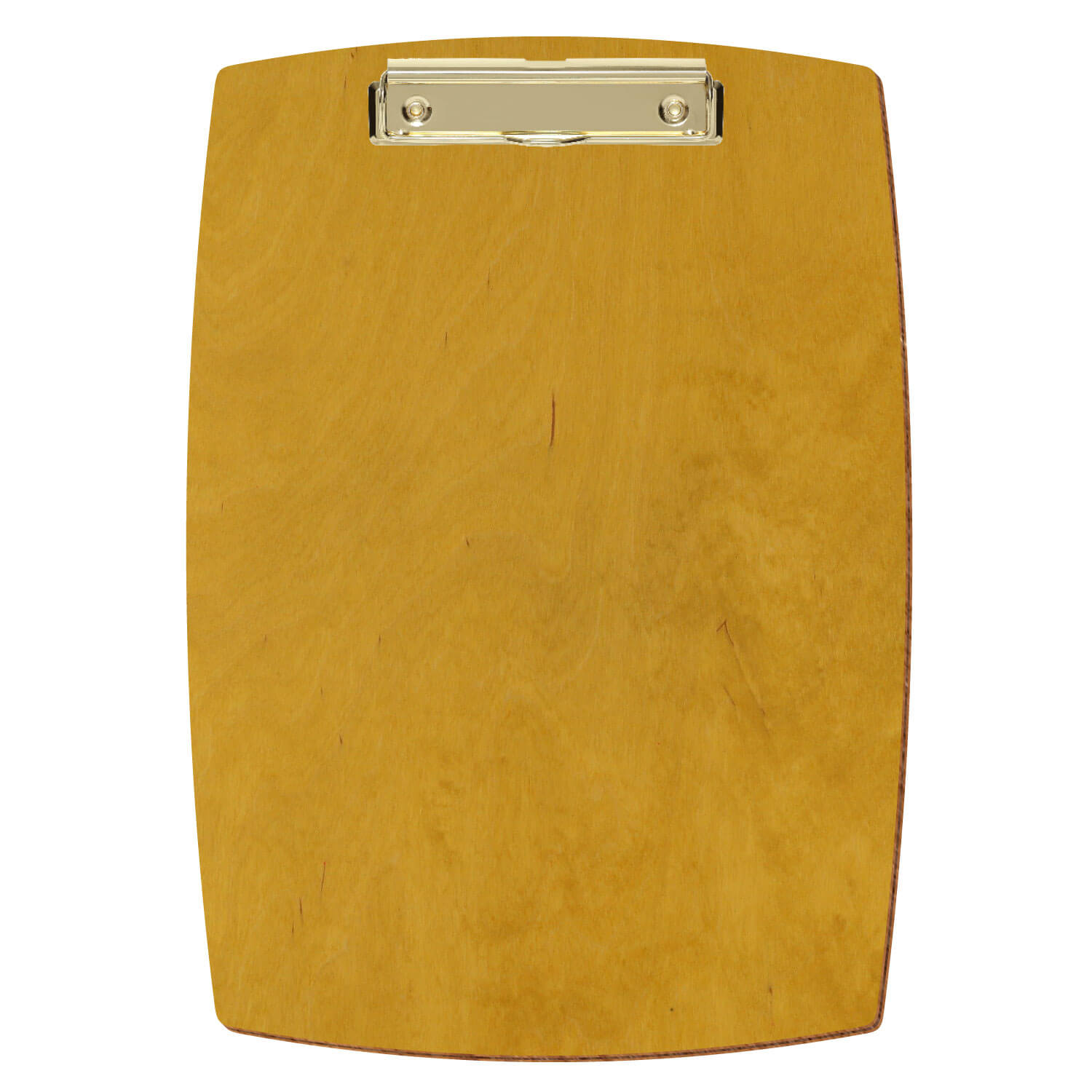 Bütic Holz-Klemmbrett konvex -Farbe Eiche hell- A4 hochkant mit goldener Bügelklemme