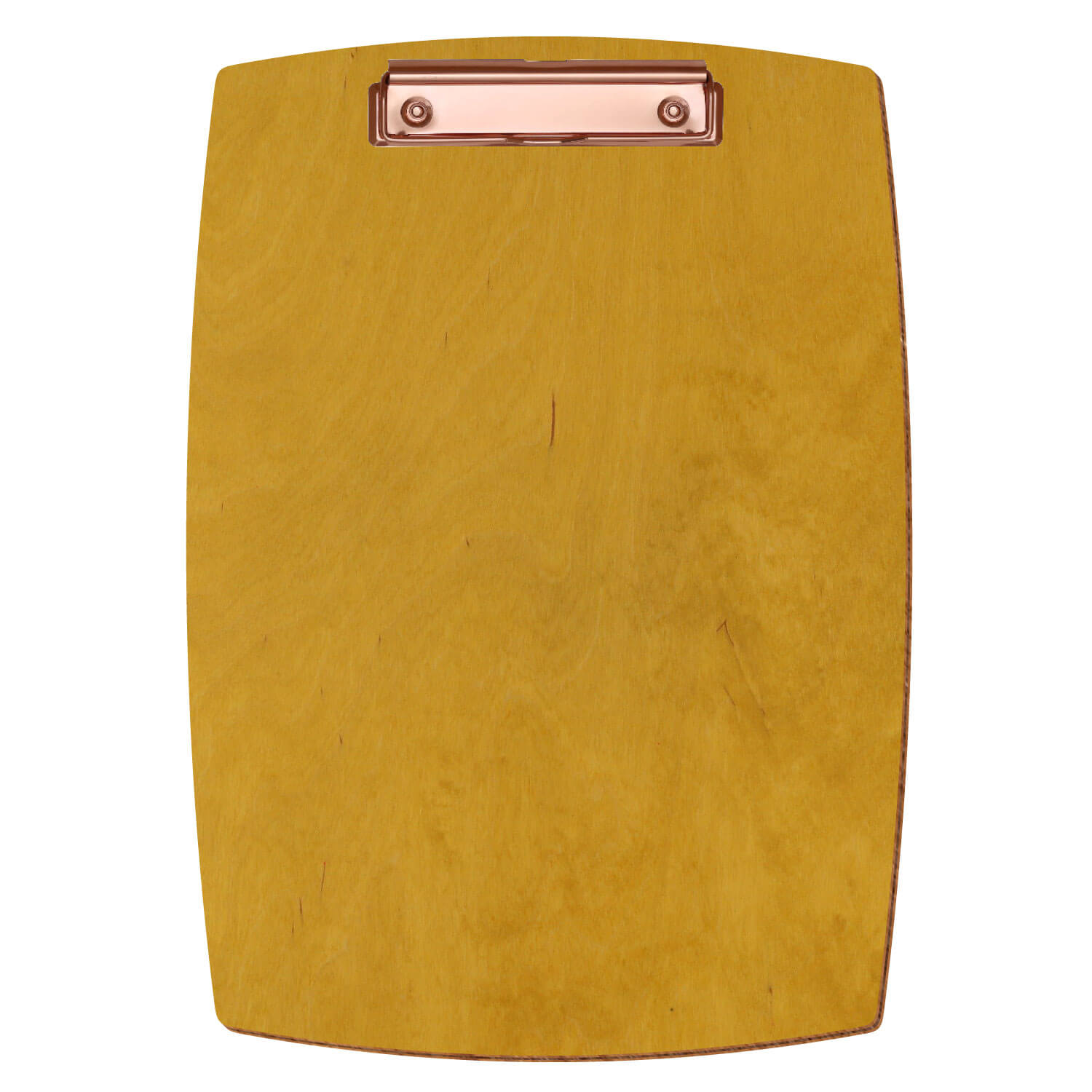 Bütic Holz-Klemmbrett konvex -Farbe Eiche hell- A4 hochkant mit roségoldener Bügelklemme