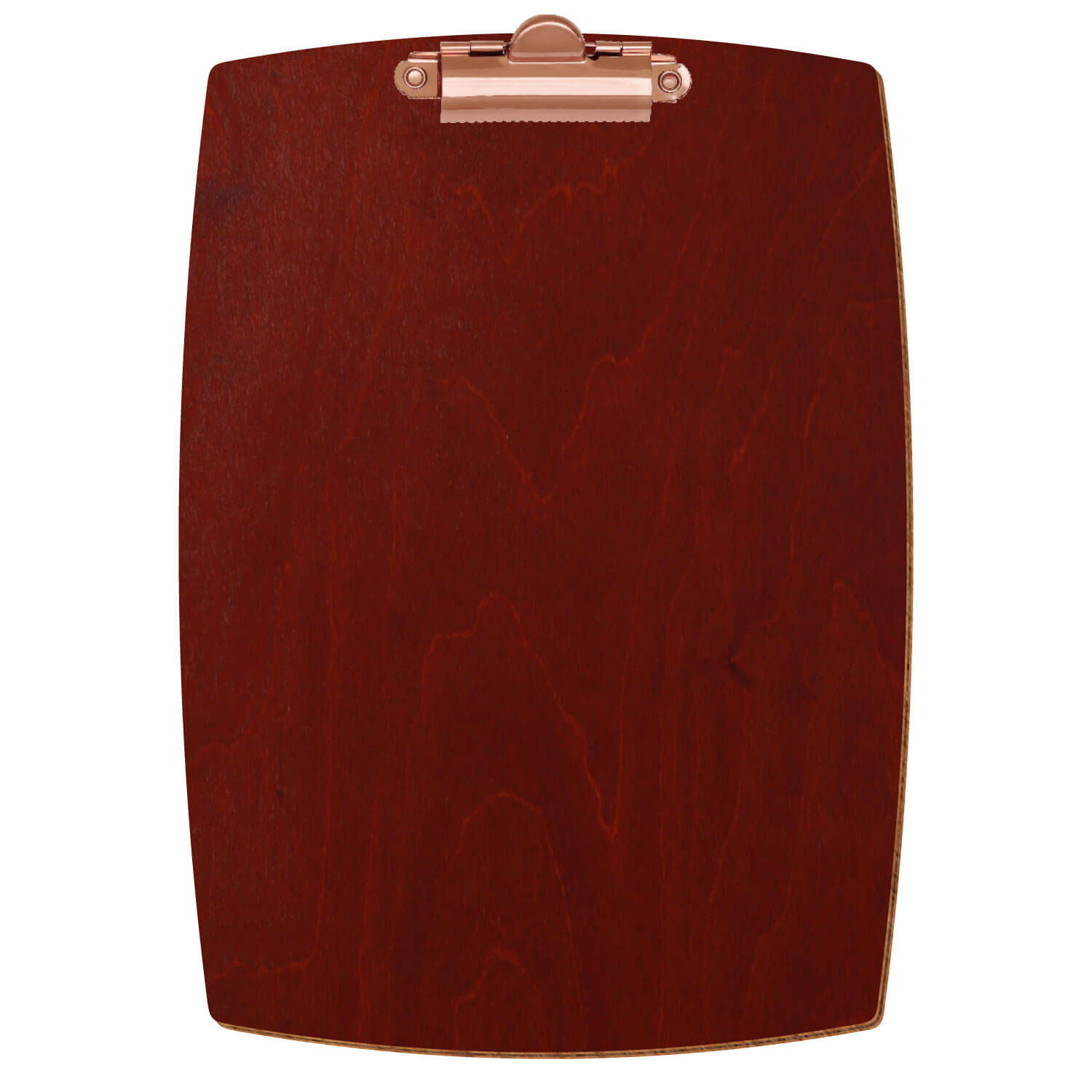 Bütic Holz-Klemmbrett konvex-Farbe Kirschbaum dunkel- A5 hochkant mit roségoldener Zahnklemme