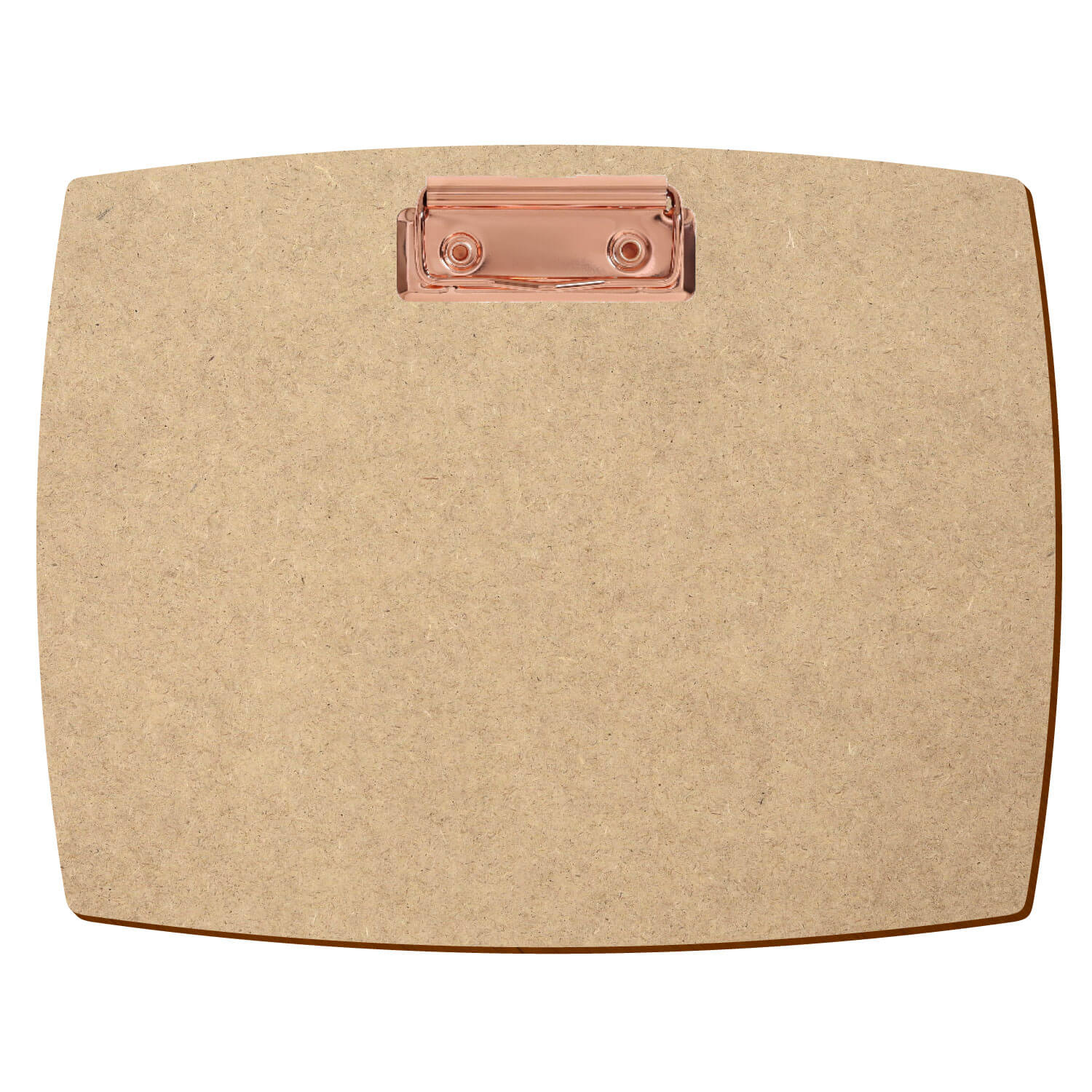 Bütic Holz MDF/HDF Klemmbrett konvex in A5 querkant mit roségoldener Bügelklemme