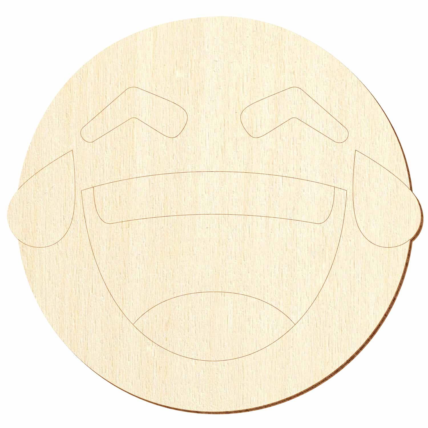 tränenlachendes Holz Gesicht aus Sperrholz mit Konturanschnitt