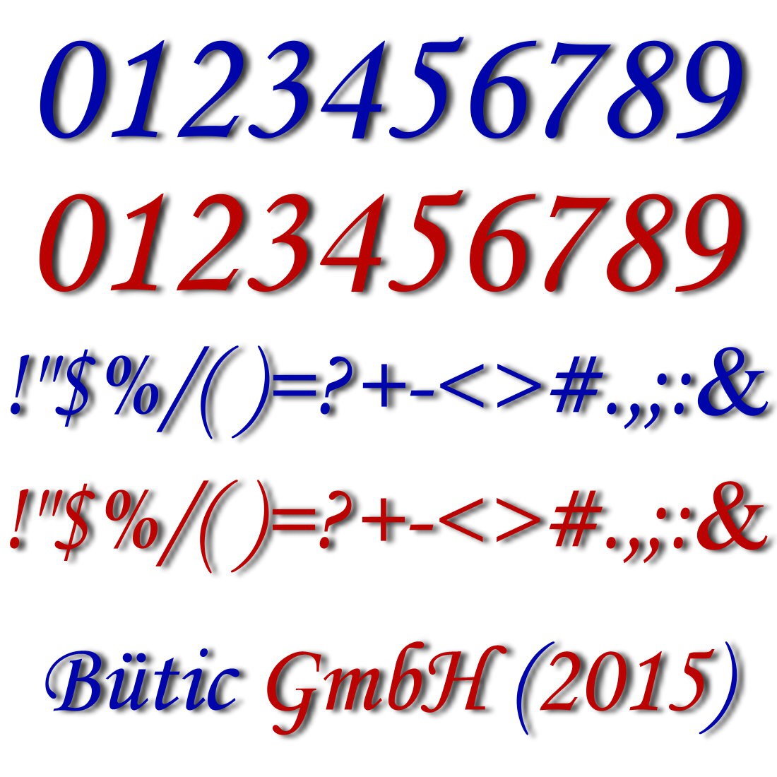 PLEXIGLAS® Zahlen Sonderzeichen MT dunkelblau/rot