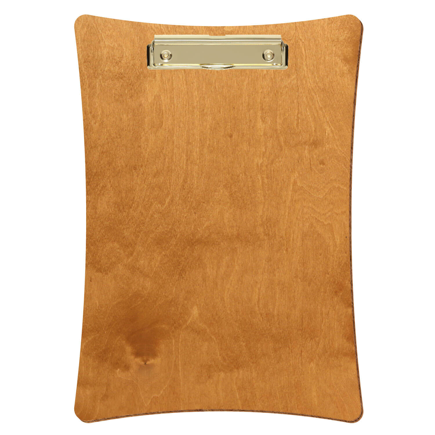 Bütic Holz-Klemmbrett konkav -Farbe Birnbaum- A4 hochkant mit goldener Bügelklemme