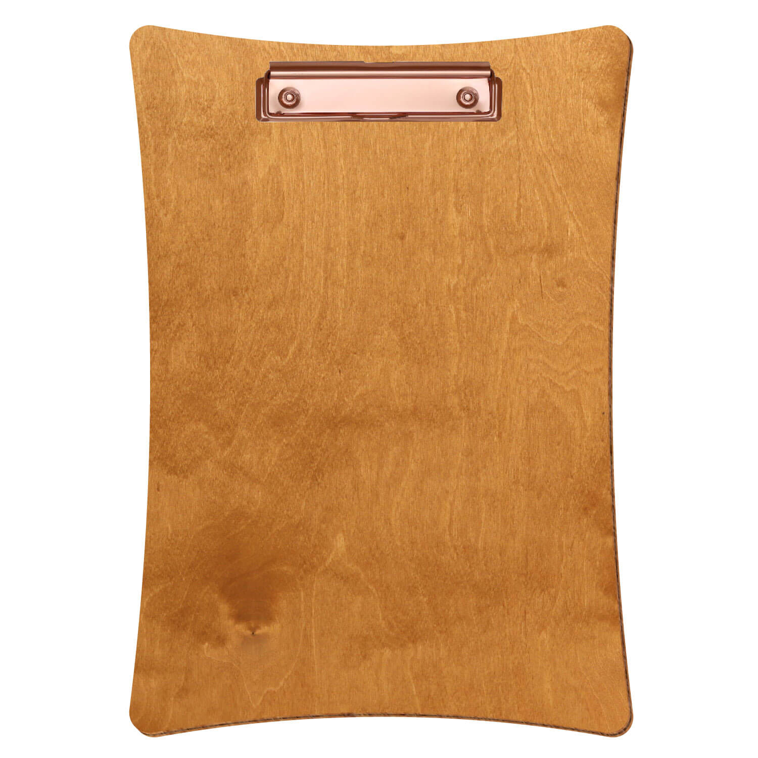 Bütic Holz-Klemmbrett konkav -Farbe Birnbaum- A4 hochkant mit roségoldener Bügelklemme