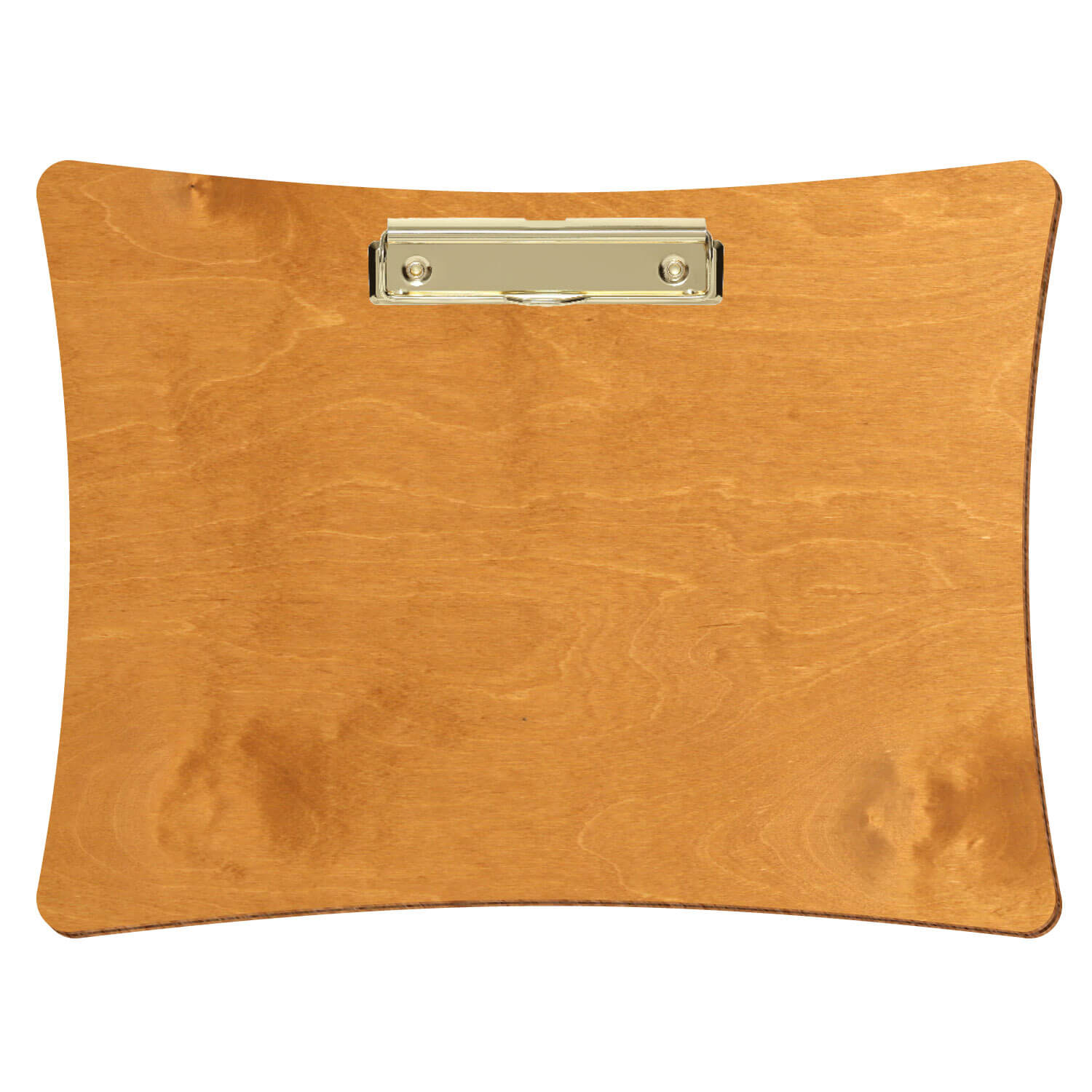 Bütic Holz-Klemmbrett konkav -Farbe Birnbaum- A4 querkant mit goldener Bügelklemme