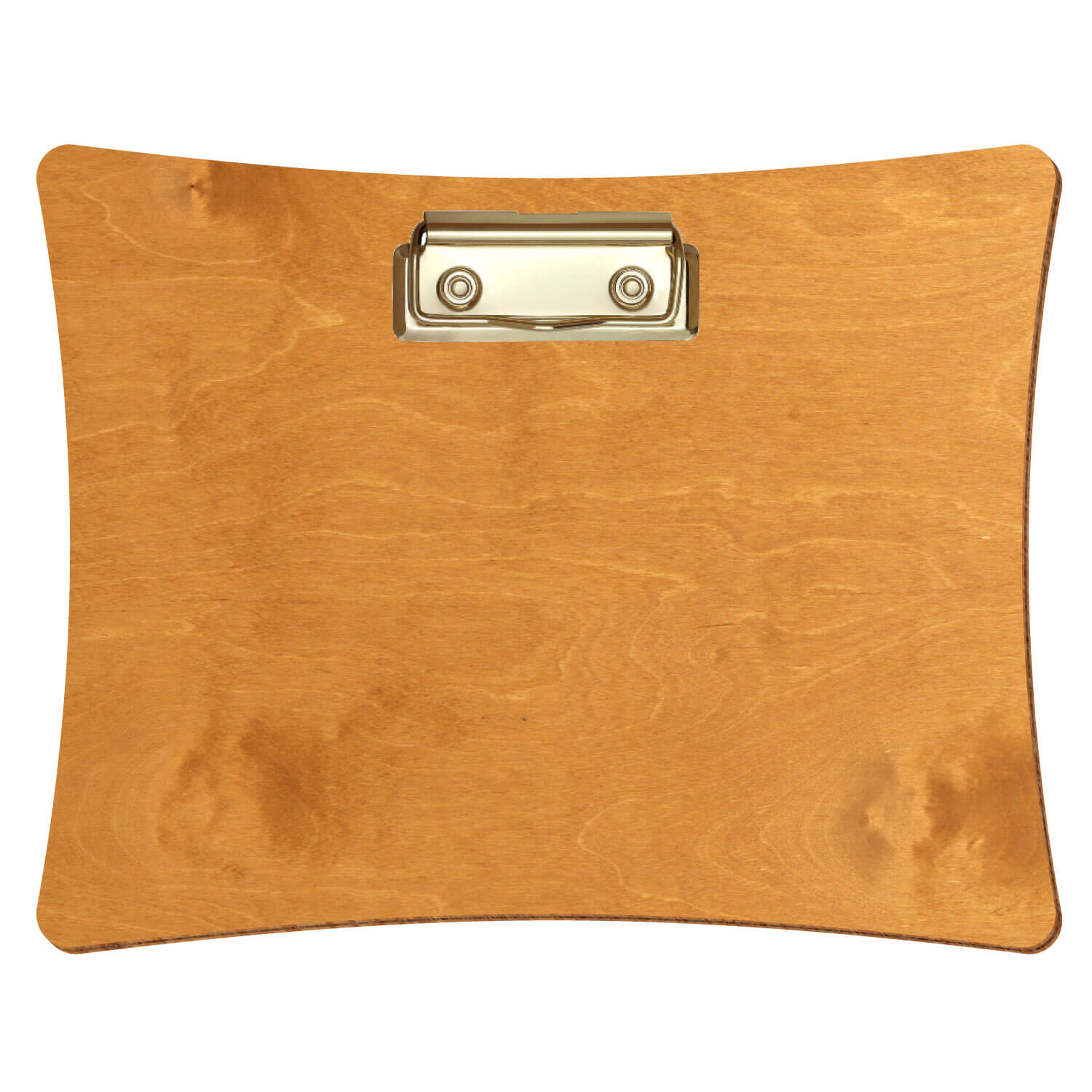 Bütic Holz-Klemmbrett konkav -Farbe Birnbaum- A5 querkant mit goldener Bügelklemme