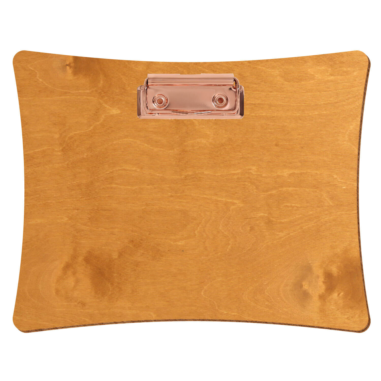Bütic Holz-Klemmbrett konkav -Farbe Birnbaum- A5 querkant mit roségoldener Bügelklemme