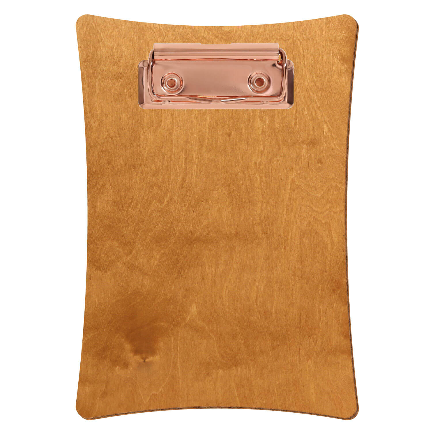 Bütic Holz-Klemmbrett konkav -Farbe Birnbaum- A6 hochkant mit roségoldener Bügelklemme