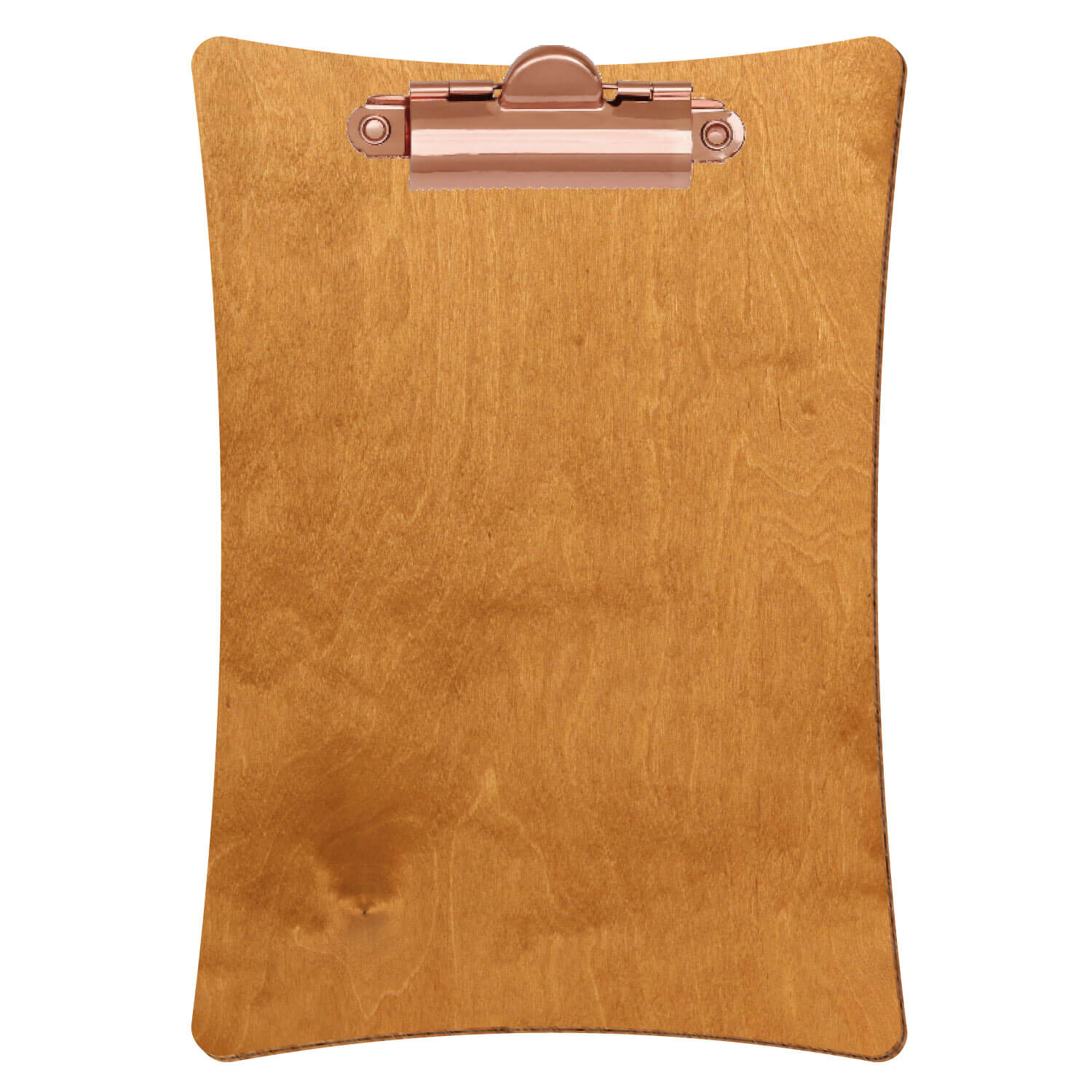 Bütic Holz-Klemmbrett konkav -Farbe Birnbaum- A6 querkant mit roségoldener Zahnklemme