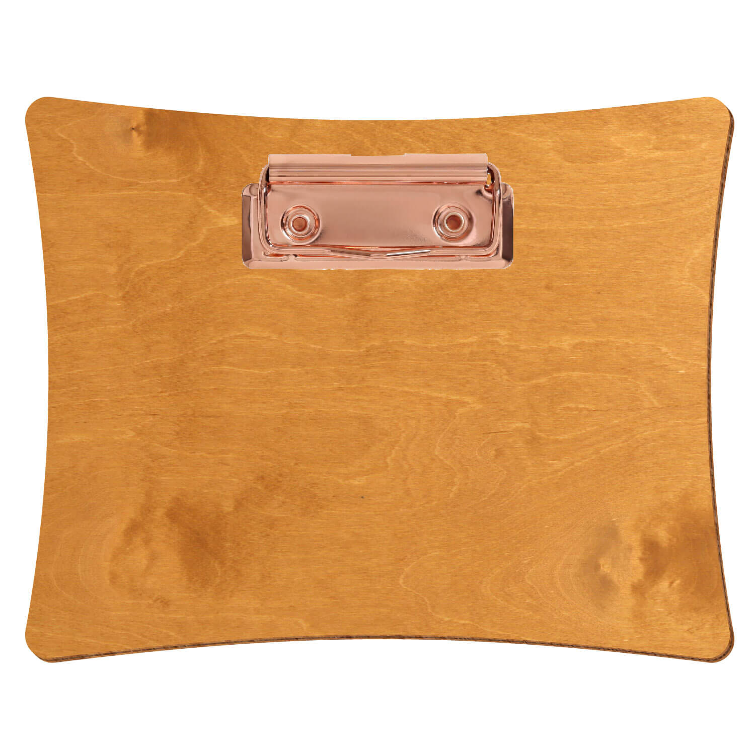Bütic Holz-Klemmbrett konkav -Farbe Birnbaum- A6 querkant mit roségoldener Bügelklemme