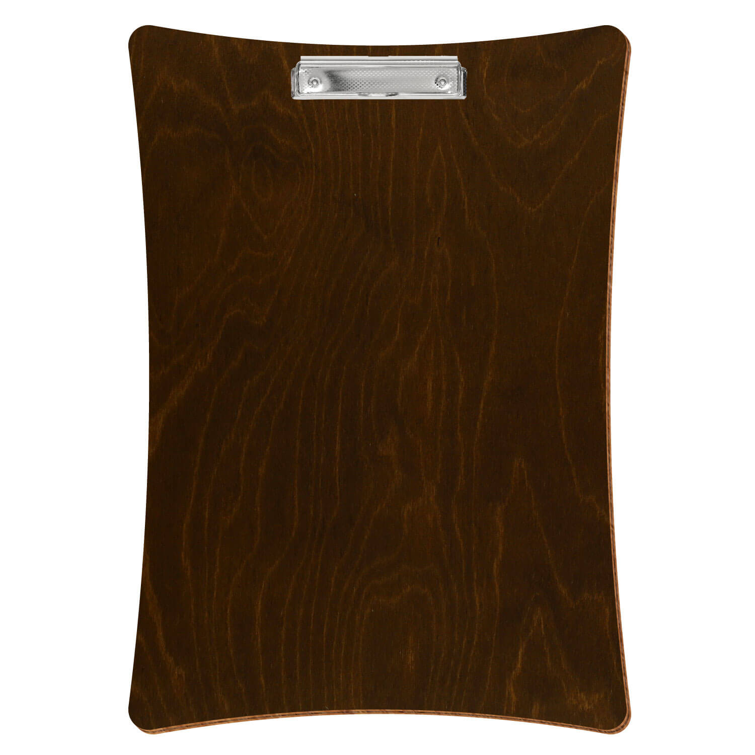 Bütic Holz-Klemmbrett konkav -Farbe Eiche dunkel- A3 hochkant mit carbon-silberner Bügelklemme