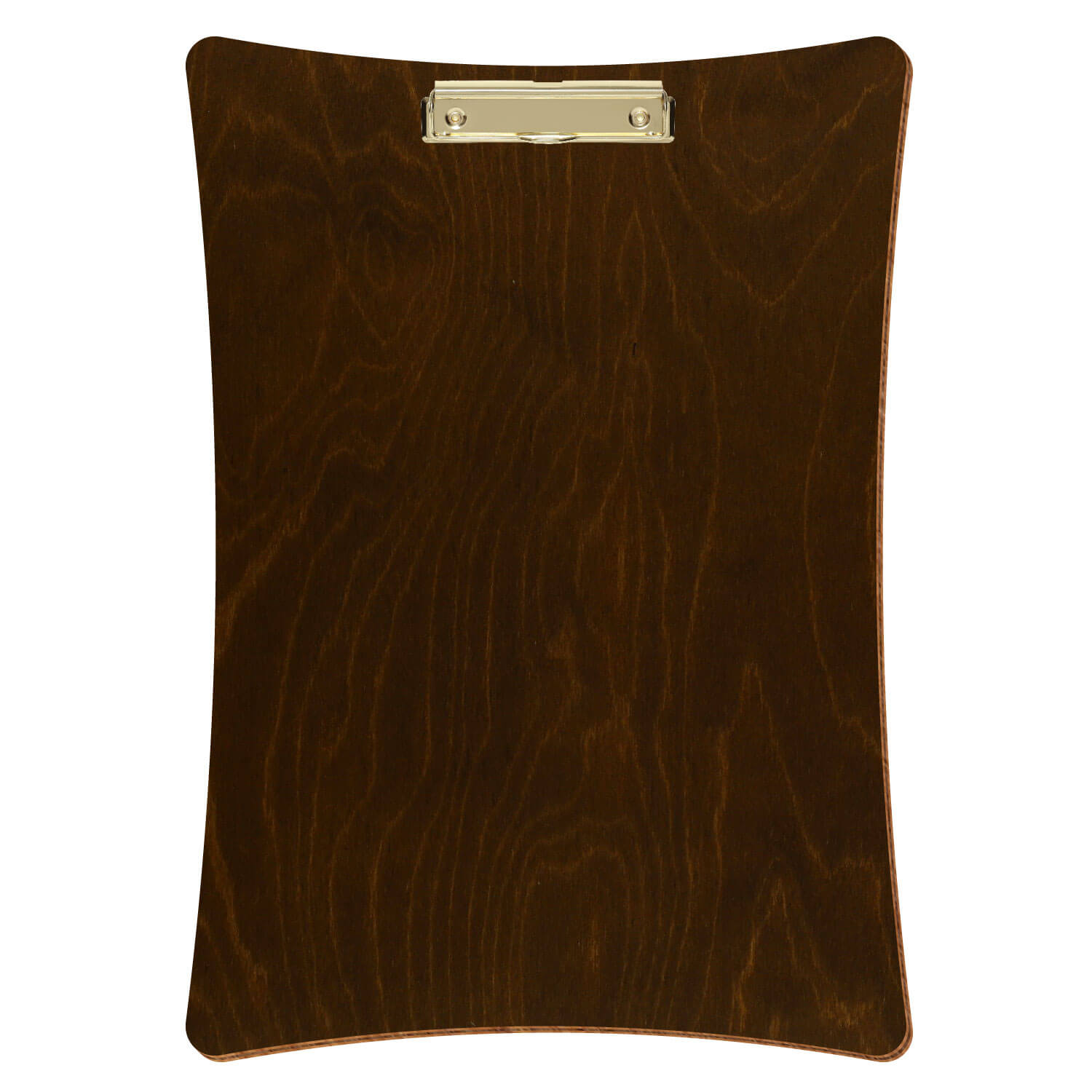 Bütic Holz-Klemmbrett konkav -Farbe Eiche dunkel- A3 hochkant mit goldener Bügelklemme