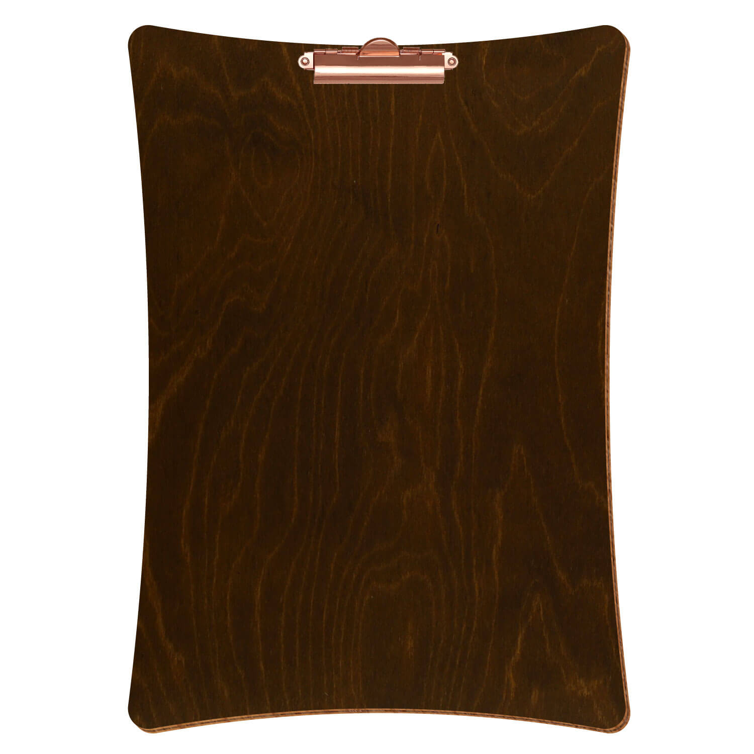 Bütic Holz-Klemmbrett konkav -Farbe Eiche dunkel- A3 hochkant mit roségoldener Zahnklemme