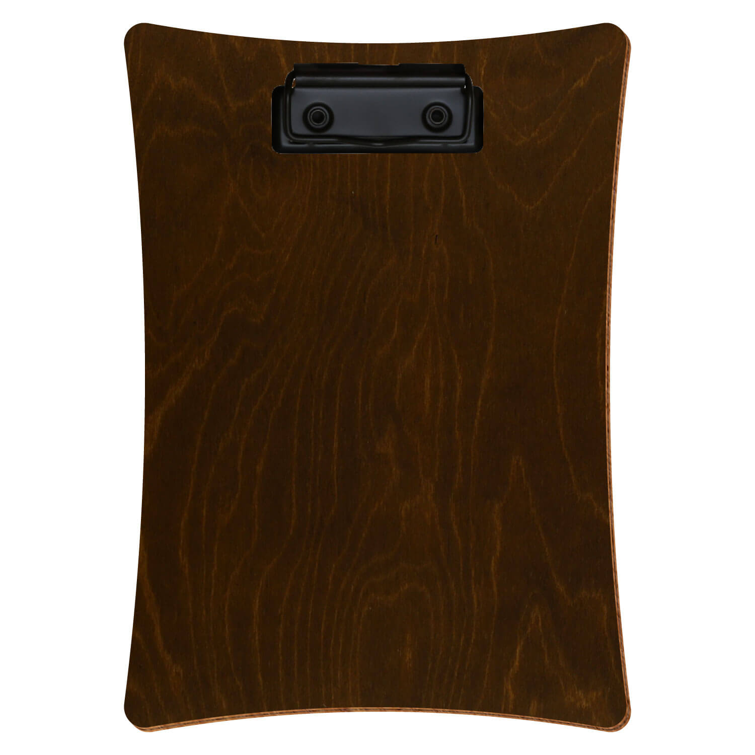 Bütic Holz-Klemmbrett konkav -Farbe Eiche dunkel- A5 hochkant mit schwarzer Bügelklemme
