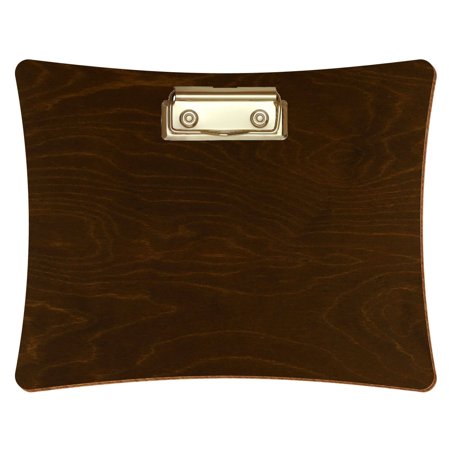 Bütic Holz-Klemmbrett konkav -Farbe Eiche dunkel- A5 querkant mit goldener Bügelklemme