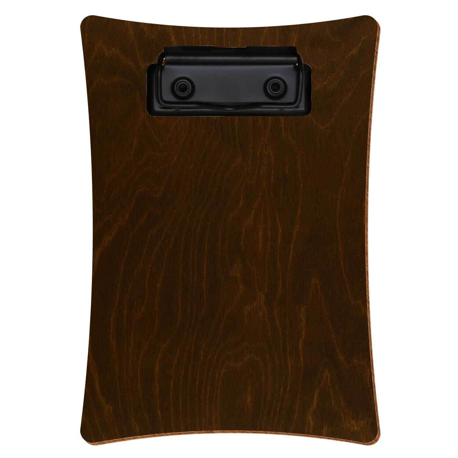 Bütic Holz-Klemmbrett konkav -Farbe Eiche dunkel- A6 hochkant mit schwarzer Bügelklemme