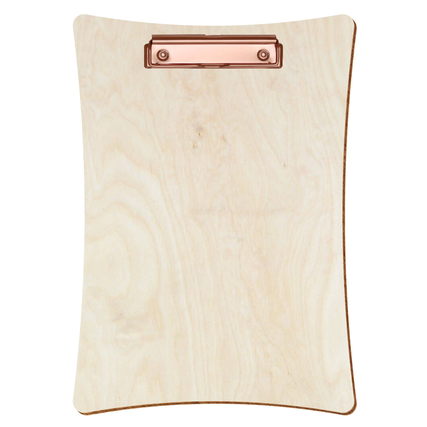 Bütic Holz-Klemmbrett konkav -naturfarben- A4 hochkant mit roségoldener Bügelklemme