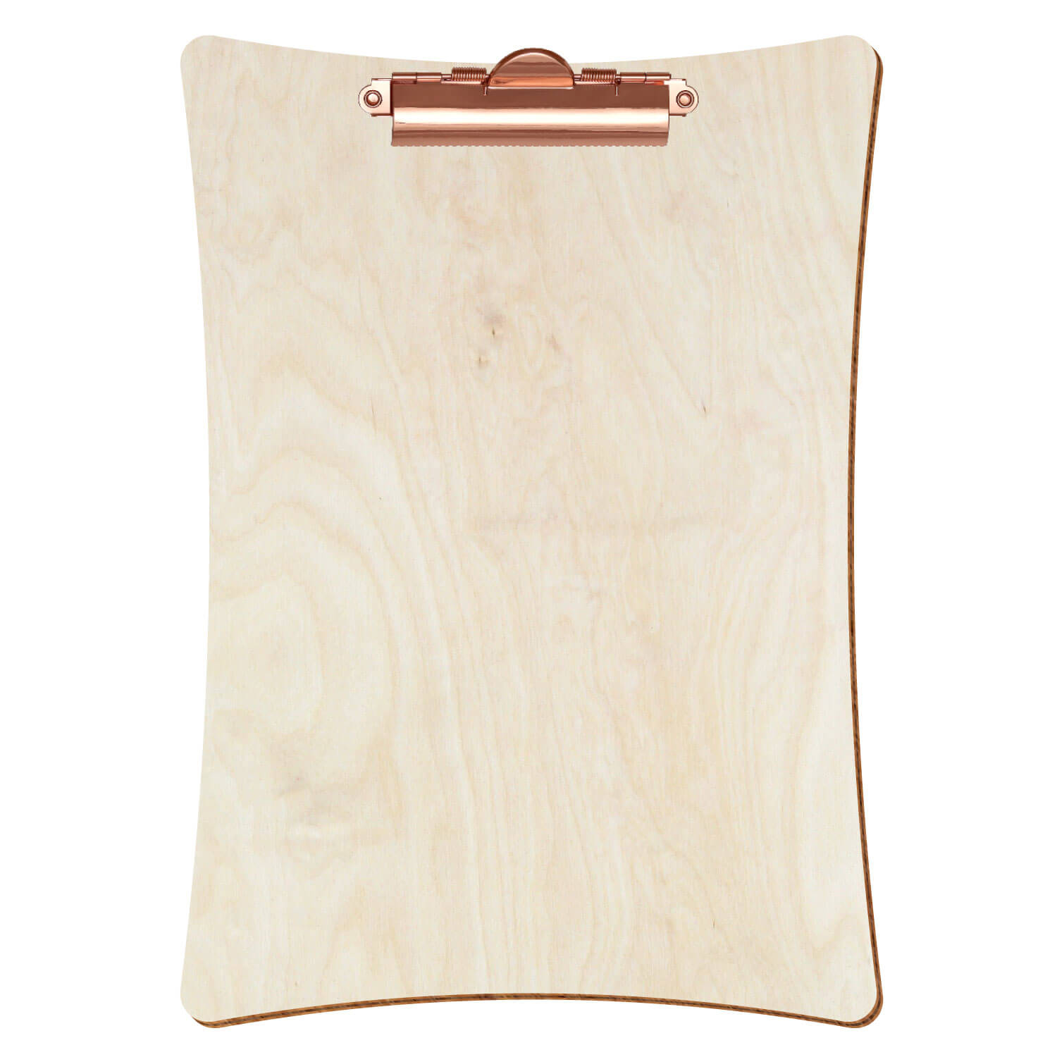 Bütic Holz-Klemmbrett konkav -naturfarben- A4 hochkant mit roségoldener Zahnklemme