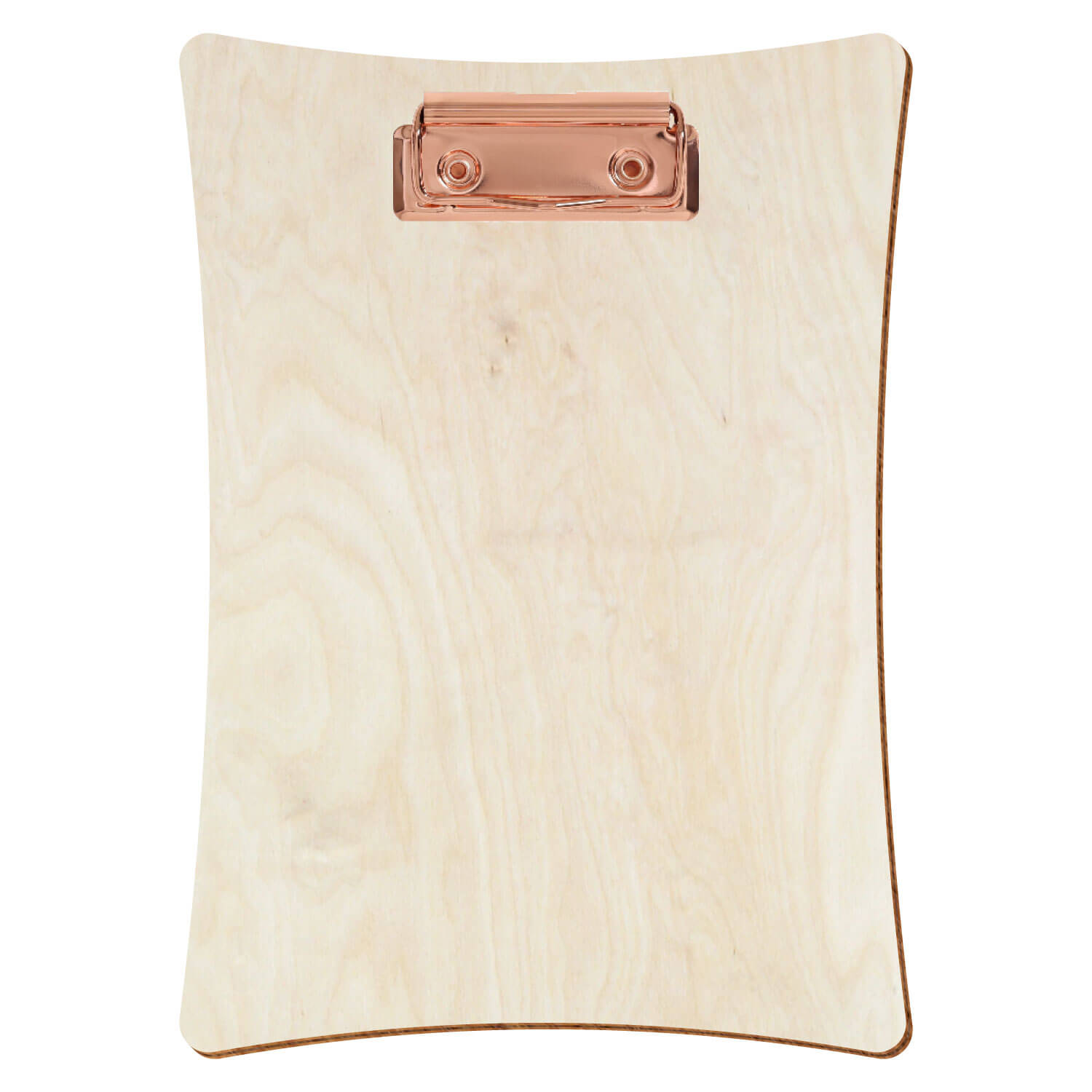 Bütic Holz-Klemmbrett konkav -naturfarben- A5 hochkant mit roségoldener Bügelklemme