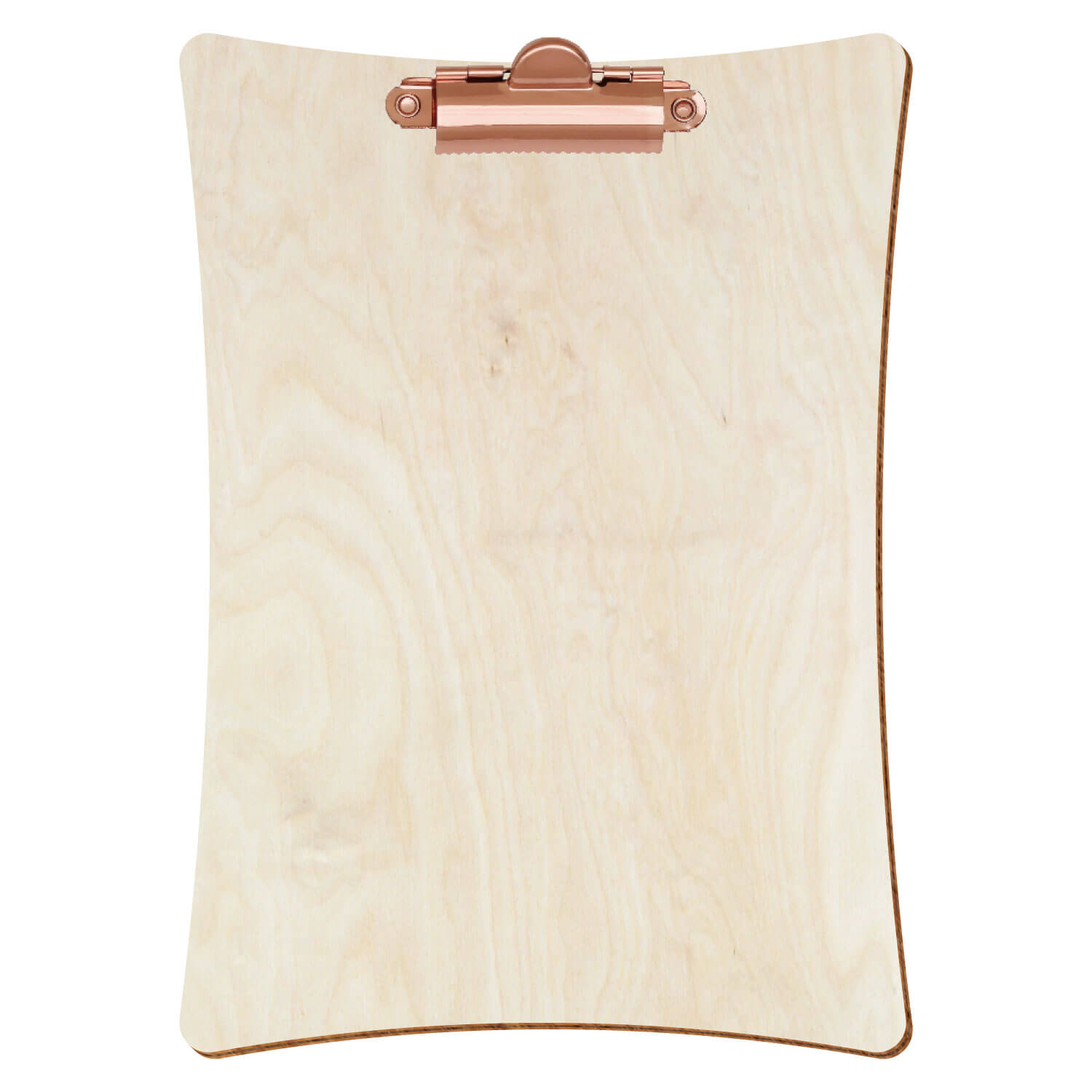 Bütic Holz-Klemmbrett konkav -naturfarben- A5 hochkant mit roségoldener Zahnklemme